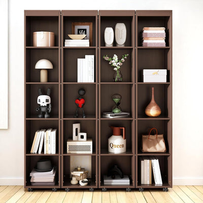 Foldable Hidden Queen Murphy Bed Cabinet with Storage Bookshelf Bookcase, Wood White Murphy Wall Bed with Storage Shelves for Adults (Espresso)