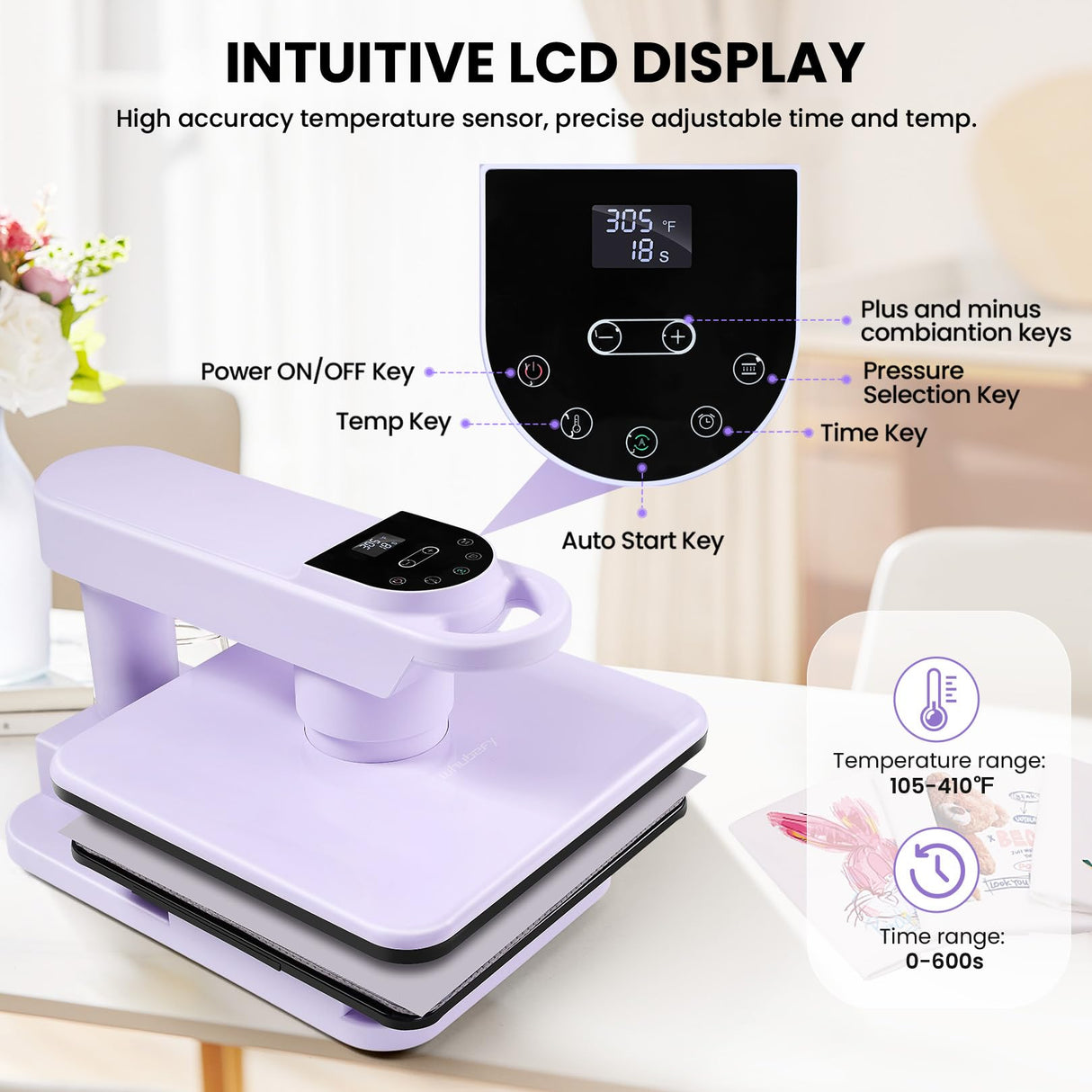 Whubefy Dual Auto Heat Press Machine 15x15, 360° Swing Away Smart T-Shirt Printing W/Auto Release & Auto-Off, Adjustable Pressure & Higher Heating Height for HTV, Sublimation, Heat Transfer Projects Whubefy