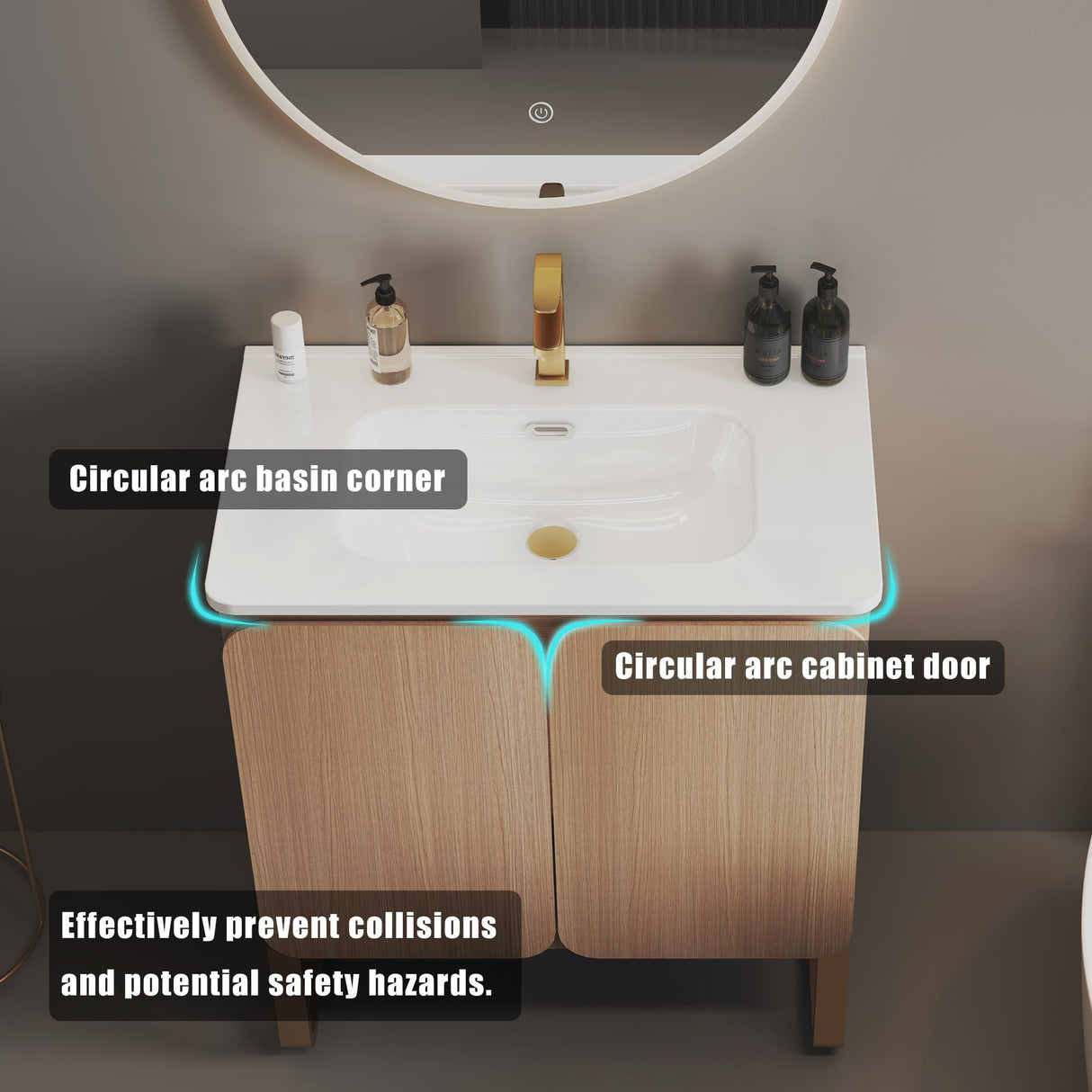 BLUHOUZZ Dalia 30 Inch Bathroom Vanity with Sink,Large Storage Freestanding Bathroom Vanity with Overflow for Modern Bathroom, One-Piece Sink Basin Minimalist Bathroom Sink Cabinet BLUHOUZZ