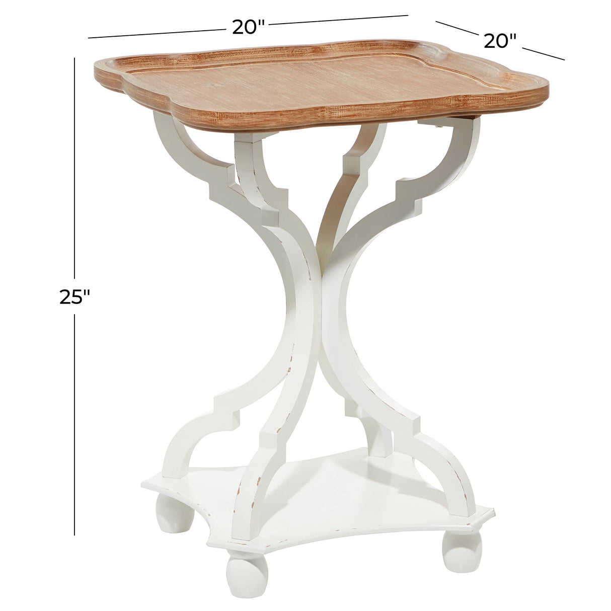 Deco 79 Wooden Side End Accent Table End Table with Brown Wood Top, Side Table 20" x 20" x 25", White Deco 79