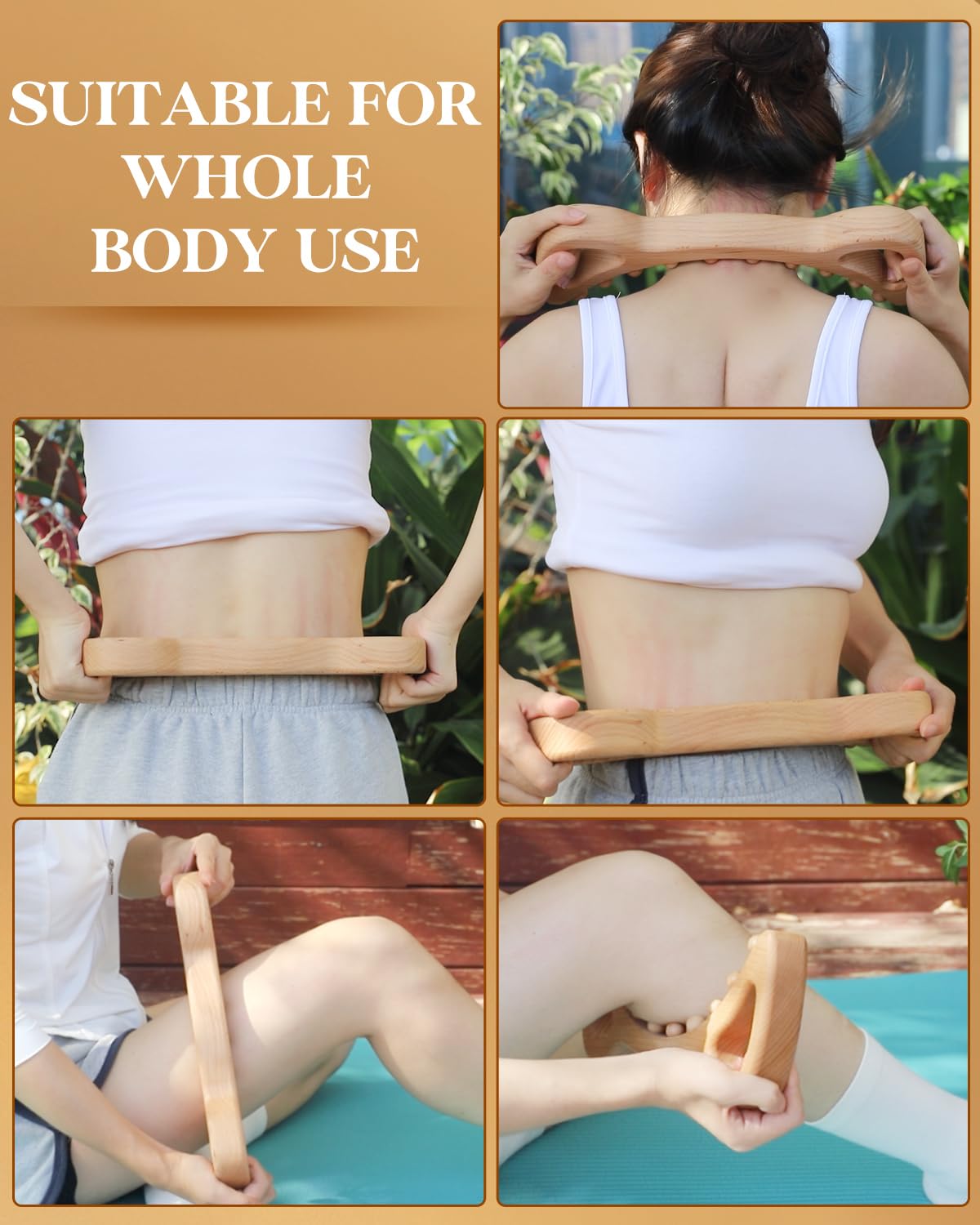 ONUEMP Wood Therapy Massage Tools, Cellulite Massager Body Slim Brush, Maderoterapia Kit Colombiana for Lymphatic Drainage, Body Sculpting, Myofascial Release, Deep Tissue ONUEMP