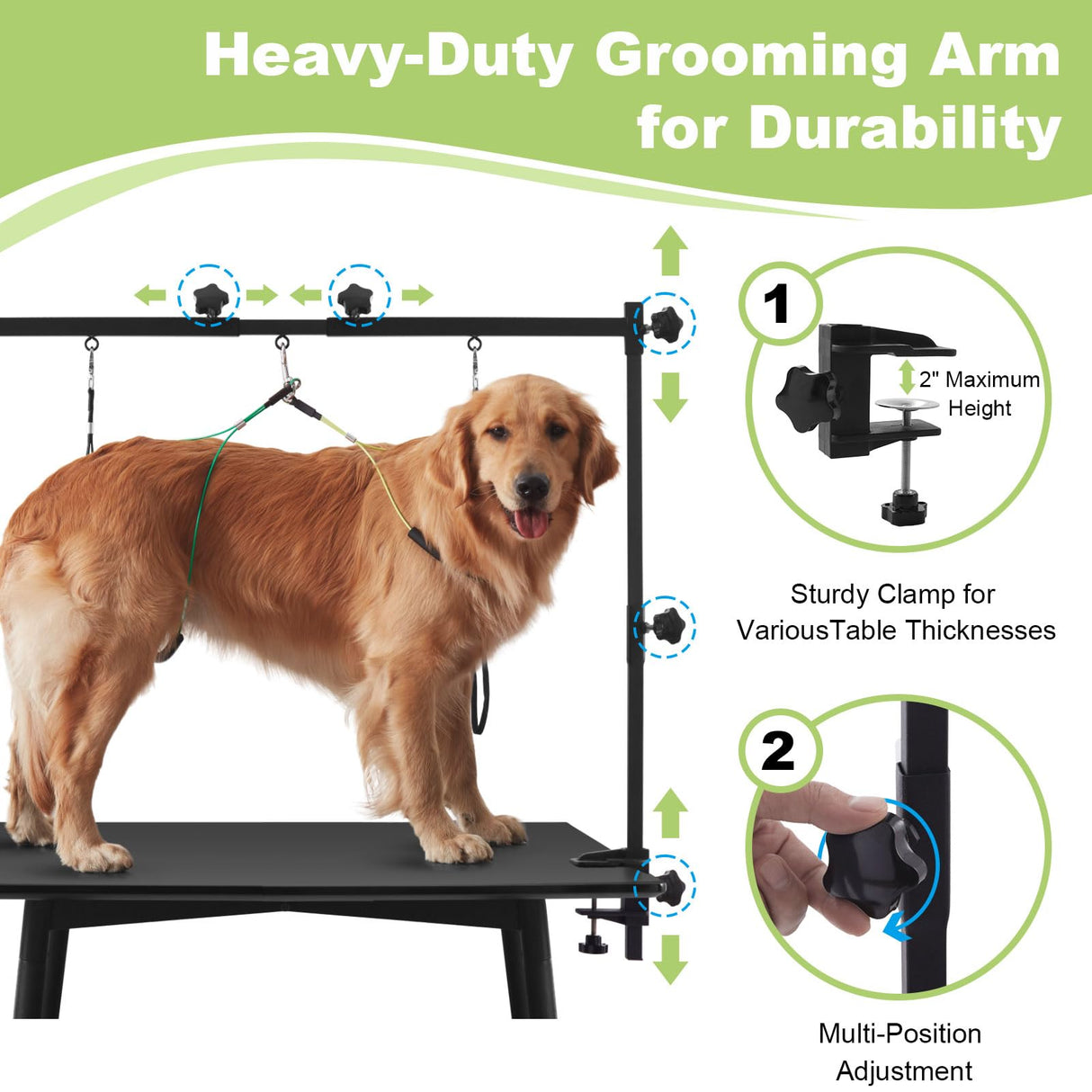 ZPVP Dog Grooming Table Arm Stand Adjustable About Height 32"-47" Width Dog Grooming Arm with Clamp No-Sit Haunch Holders for Medium/Large Pets Metal(Grooming Table Not Included) ZPVP
