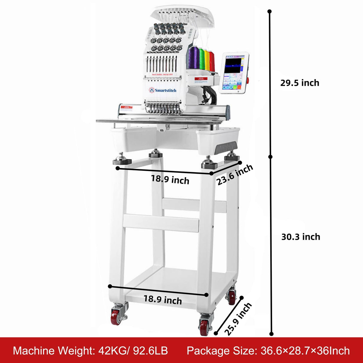Smartstitch S-1001 Upgraded Embroidery Machine with 10 Needles, 1200SPM Max Speed, 7" Touch Screen, 9.5"x14.2" Embroidery Area, New Gen of Commercial Embroidery Machine for Flat, Hat, T-shirt and more smartstitch