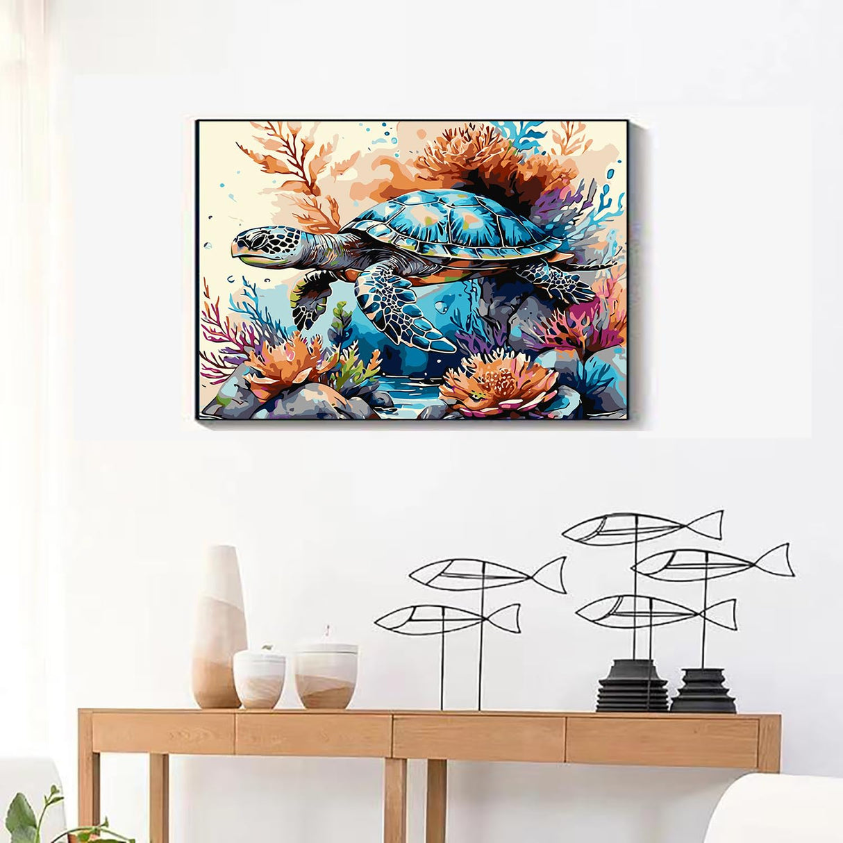 GXGLLPZBY Sea Turtle Paint by Numbers Kit for Adults Beginner,DIY Sea Turtle Paint by Numbers for Adults,Easy Canvas Paint by Number Without Frame Home Wall Decor 16 x 20 in GXGLLPZBY