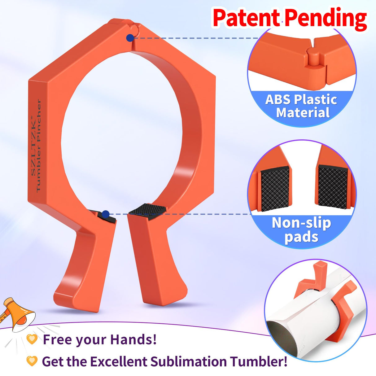 2 Pack Sublimation Tumblers Pinch,Tumbler Clamp for Sublimation,Cup Cradle for Crafting Tumblers,Sublimation Cup Holder Clamp for 20oz Cups,Mug Clamps for Sublimation Tumblers Supplies(Orange&Purple) SZLTZK