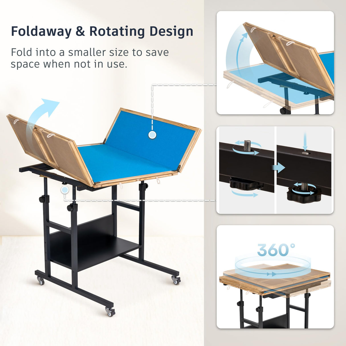 Becko US 2000 Piece Tilting & Rotating Jigsaw Puzzle Table with 8 Drawers & Cover, Foldable Jigsaw Puzzle Board with 5 Tilt Angles & Height Adjustment, Puzzle Storage, for 2000 Pieces Jigsaw Puzzles Becko US