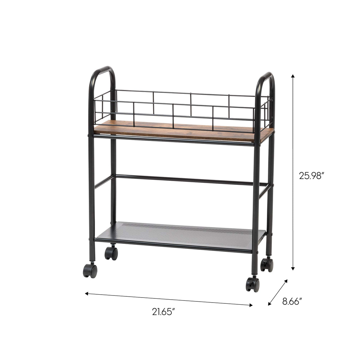 IRIS USA Slim Wood and Metal Rolling Storage Cart, Brown IRIS