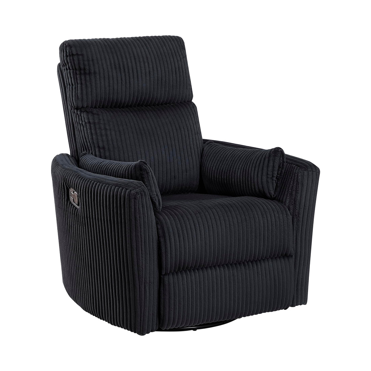 Lexicon Modern Swivel Glider Recliner Chair, Nursery Glider, Corduroy Fabric Upholstery Recliner with 2 Lumbar Pillows, Manual Reclining Sofa Chair for Living Room/Office/Apartment, Black Lexicon