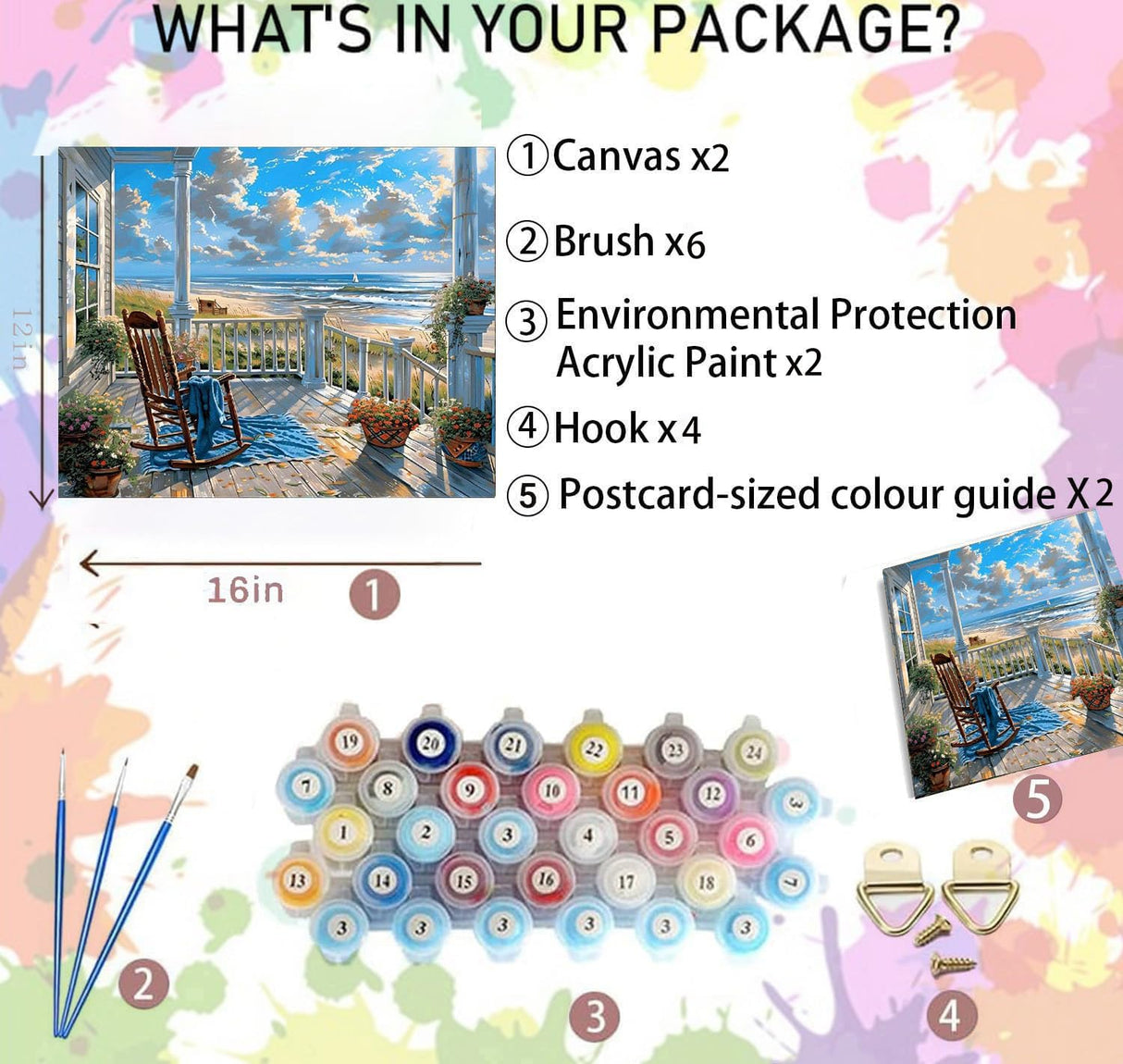 NEGEKFKX 2 Pack Beach Paint by Numbers Kit for Adults Beginner,Easy Adult Paint by Number Kits on Canvas DIY Painting for Beginners Art by Numbers for Home Wall Decor 16x12 Inch NEGEKFKX