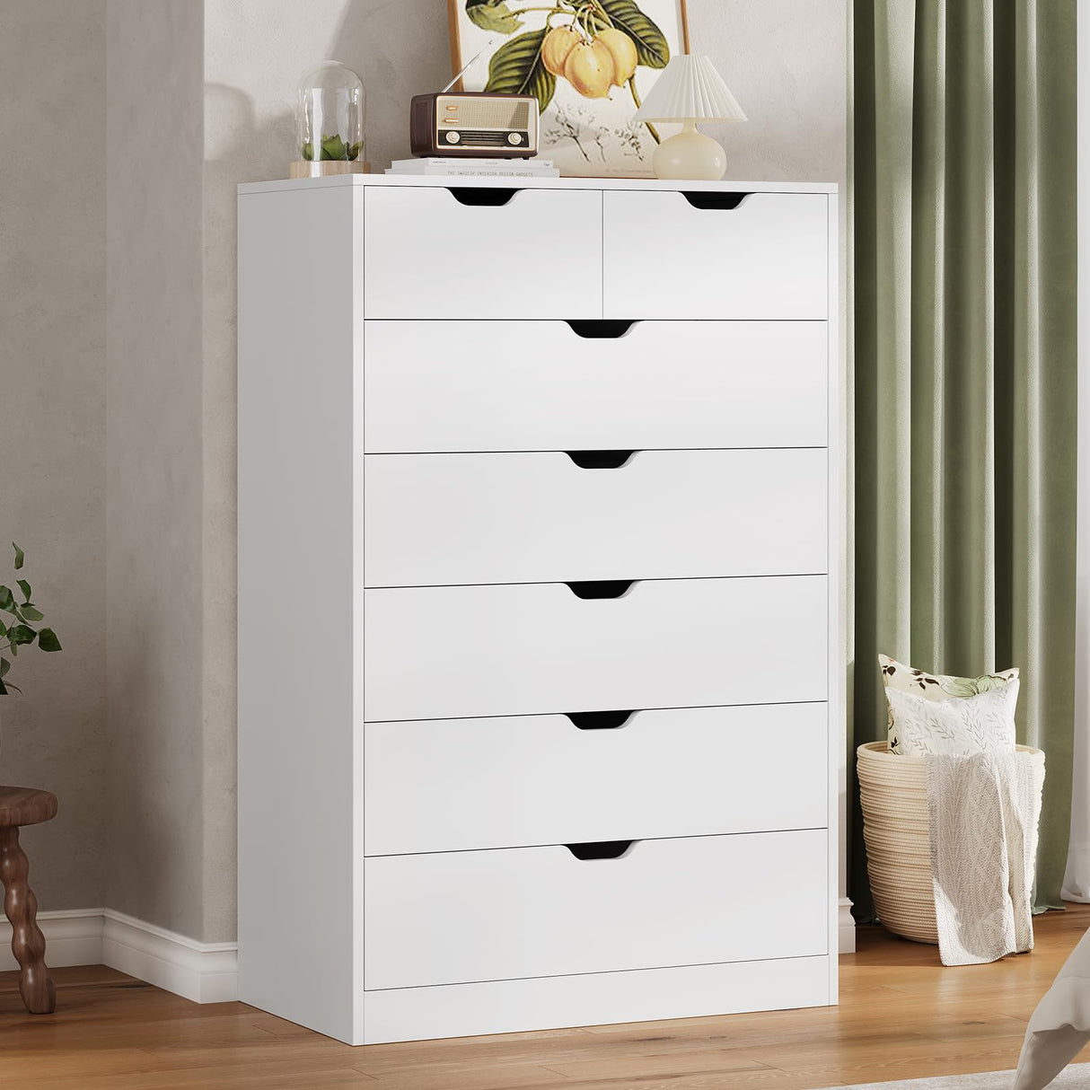 Tall 7 Drawer Dresser, White Modern Chest of Drawers for Bedroom,Closet Dressers with Drawers for Living Room, Entryway, Hallway HAUOMS