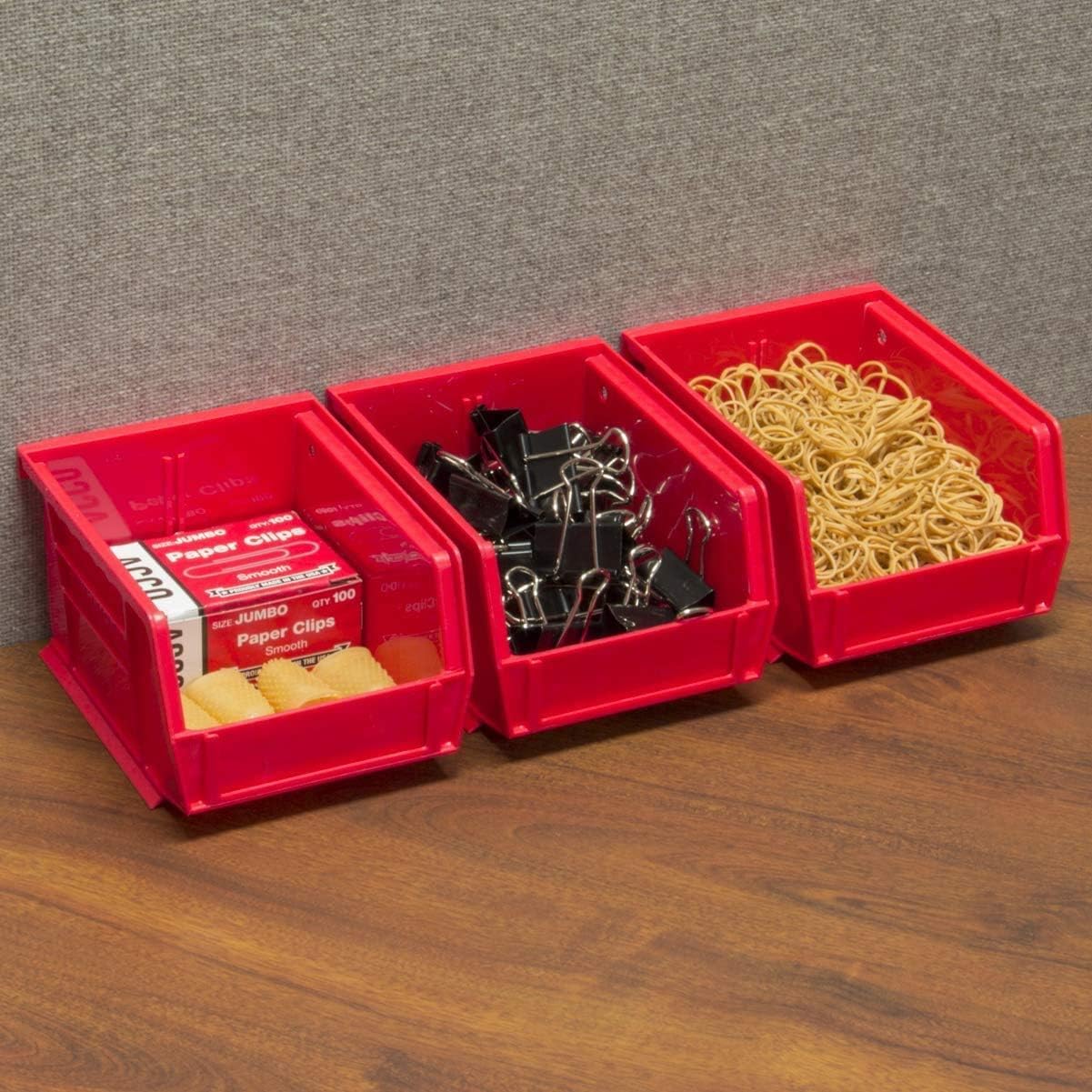 Akro-Mils 30210 AkroBins Plastic Storage Bins, Space-Saving Stackable Bins for Garage, Pantry, Craft Organization, 5-" x 4-" x 3-", Black, 24-Pack Akro-Mils