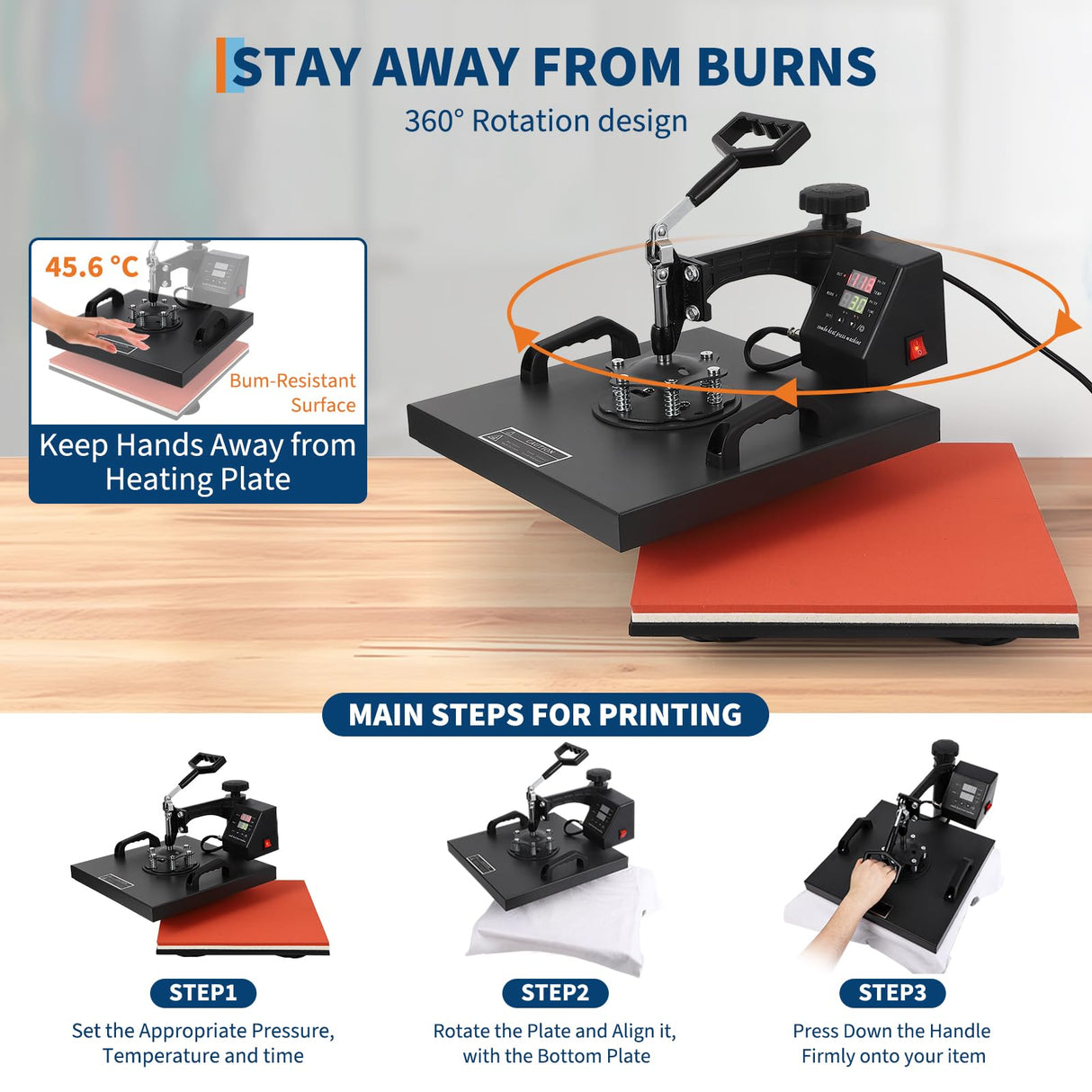 Pro 9 in 1 Heat Press 15x15 Inch 30OZ Tumbler Press, 360-Degree Swing Away Digital Tshirt Press Multifunction Heat Transfer Machine Sublimation for T-Shirt Tumbler Mug Hat Cap Plate PioneerWorks