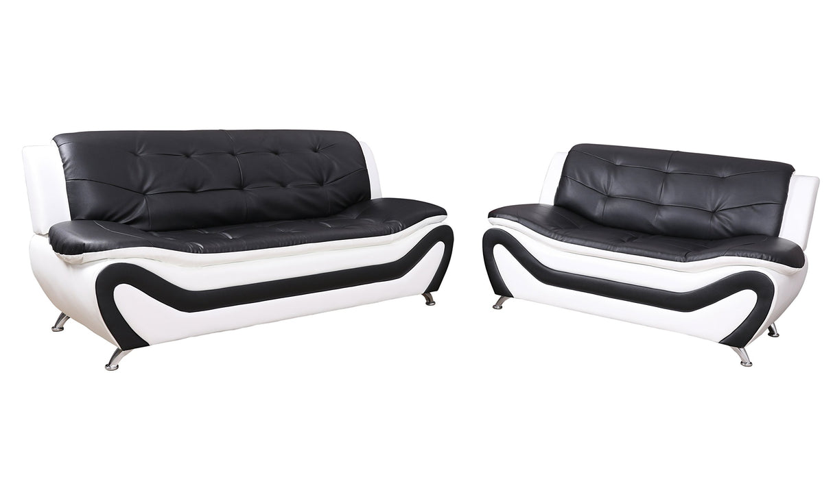 Beverly Fine Furniture 3 Piece Aldo Modern Sofa Set, Black/White Beverly Fine Furniture