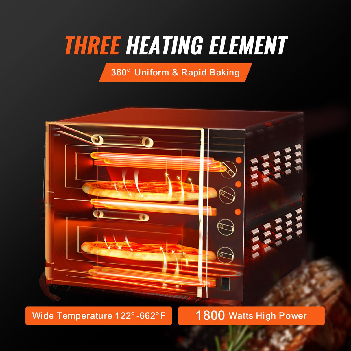 VEVOR Commercial Pizza Oven Countertop, 14" Double Deck Layer, Stainless Steel Electric Pizza Oven with Stone and Handle, Multipurpose Indoor Pizza Maker for Restaurant Home Pretzels Baked VEVOR