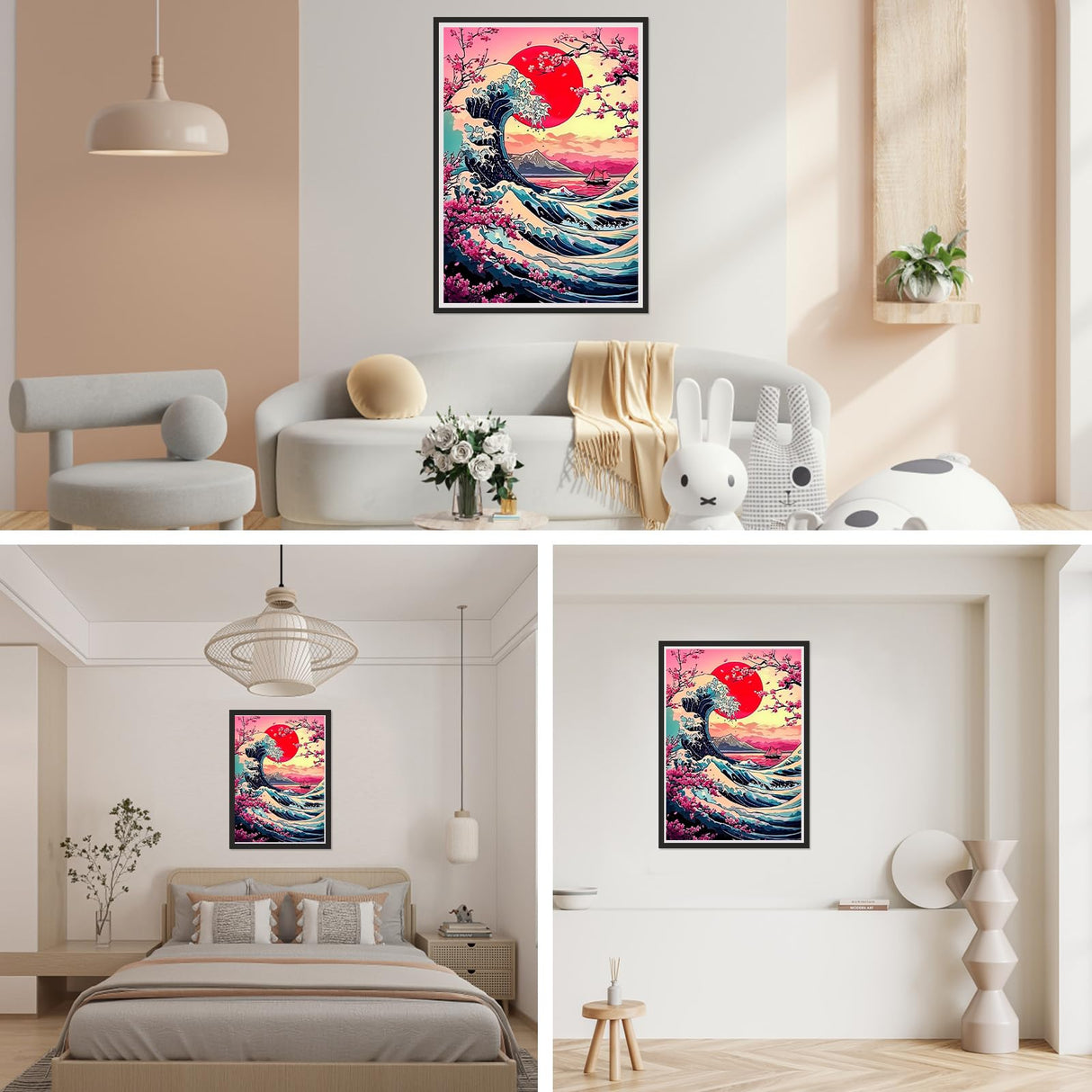 SENQAO Wave Diamond Painting Kits for Adults, Sunset Diamond Art Paintings Kit for Beginners, 5D Full Drill Diamand Paintings Kits, Gem Art Crafts for Adults Wall Decor 12x16inch (Cherry Blossom Tree) SENQAO