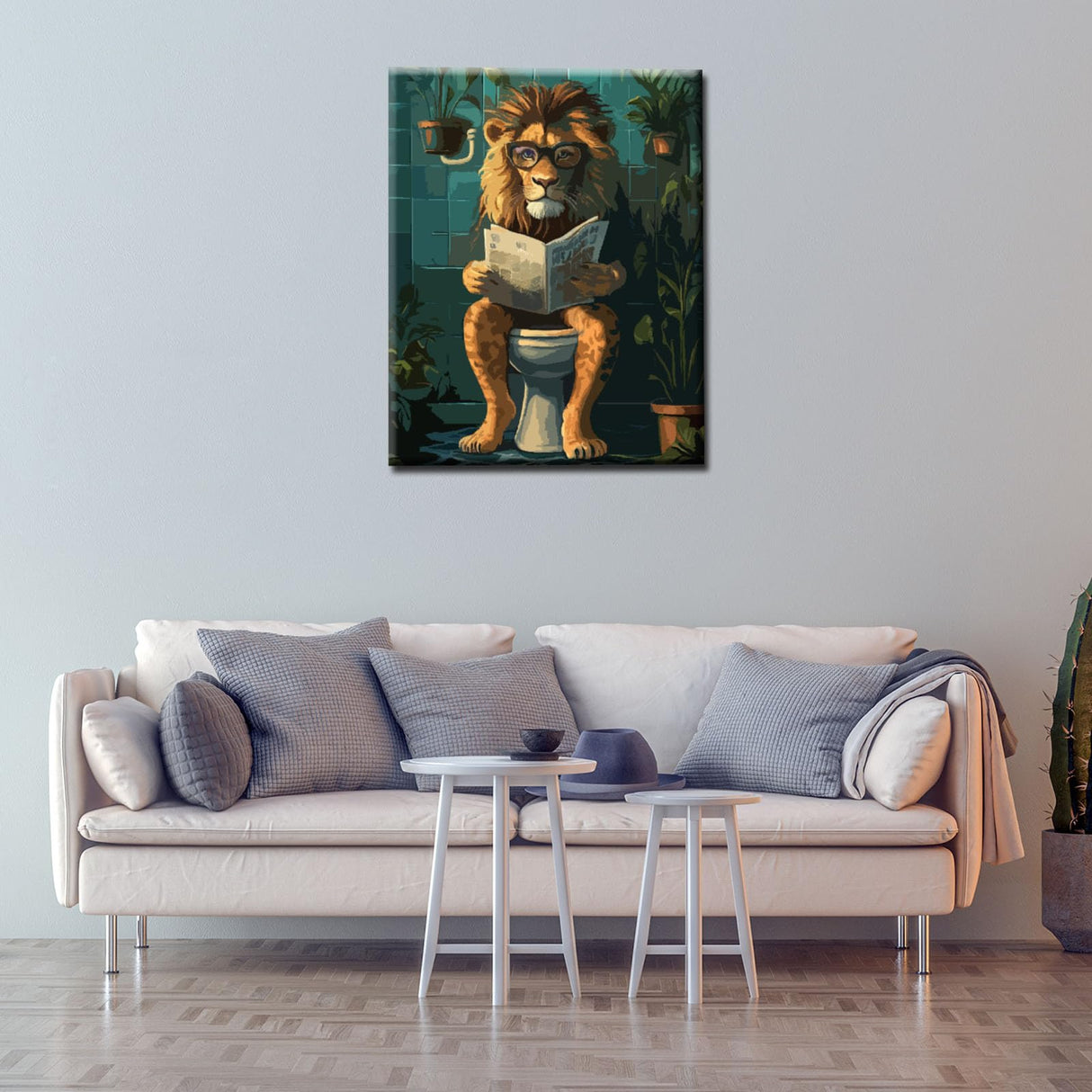 Funny Bathroom Paint by Numbers for Adults Lion in Toilet DIY Oil Painting Gift Kits Tropical Jungle Lion Paint by Number Kits Canvas Farmhouse Arts Craft Modern Home Decor16x20In no Frame Tucocoo