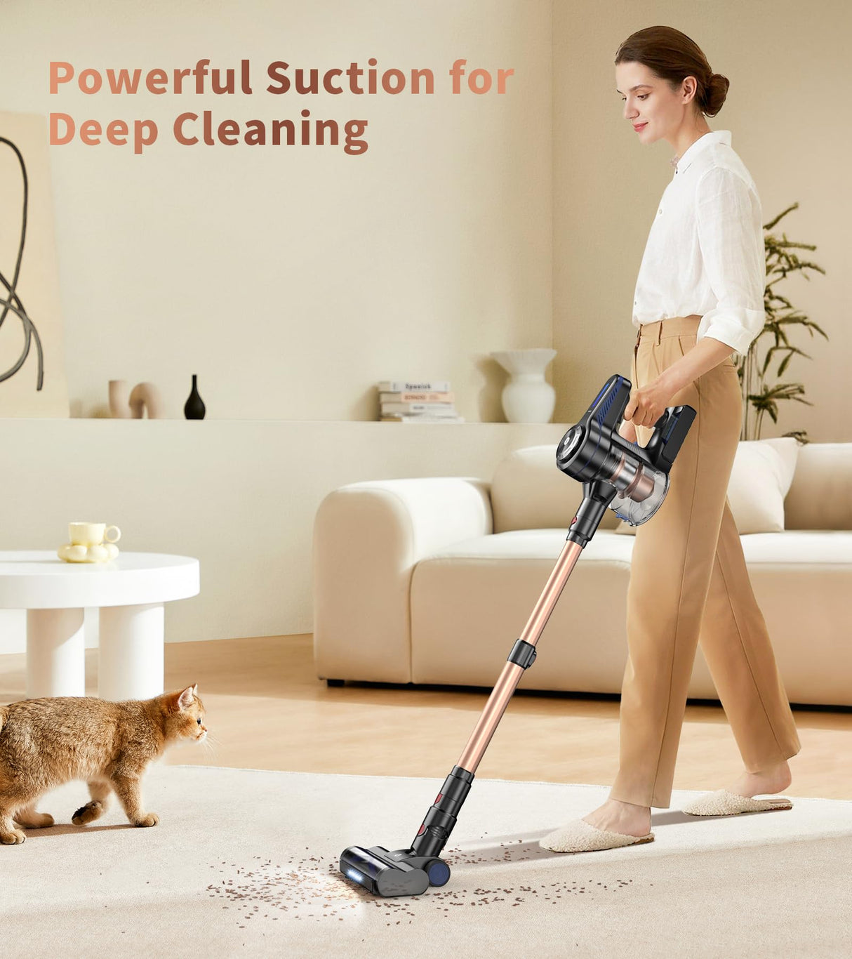 NADALY Cordless Vacuum Cleaner, Powerful Stick Vacuum with 45min Runtime, Anti-Tangle Vacuum Cleaners for Home, 1.5L Dust Cup, Rechargeable Wireless Vacuum for Hardwood Floor Carpet Pet Hair NADALY