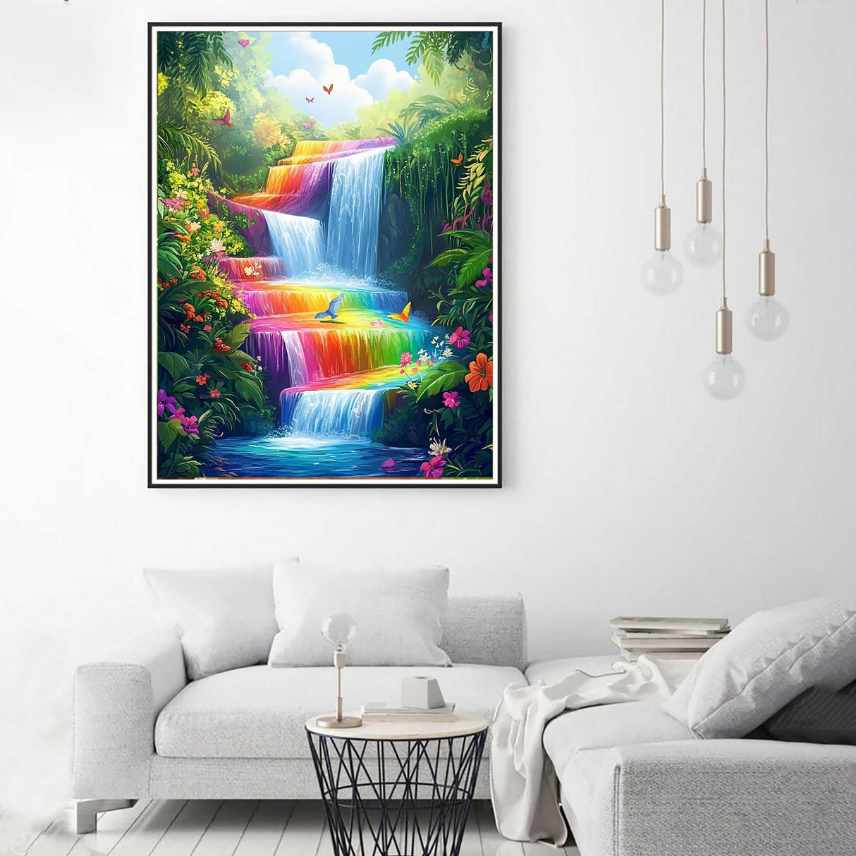 Zariocy 5D Diamond Art Kits for Adults Rainbow Falls, DIY Diamond Painting Art Landscape Round Full Drill Crystal Diamond Embroidery Paintings Arts Craft for Home Office Wall Decor 12x16 inch Zariocy