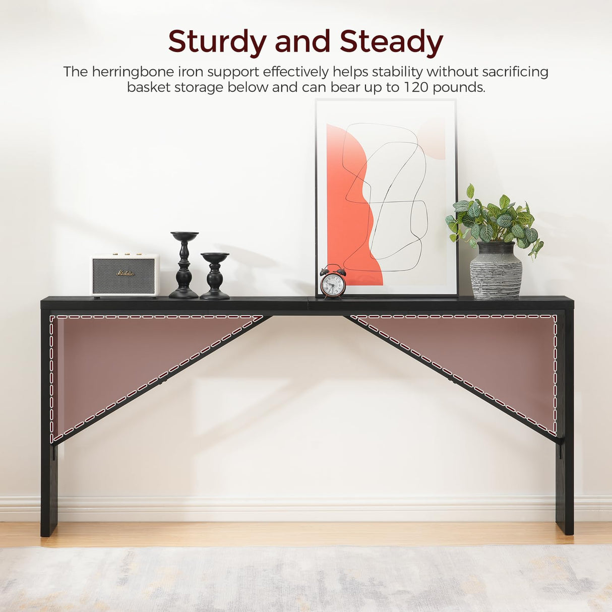 MAHANCRIS Console Table, 78.7" Long Sofa Table Behind Couch, Narrow Entryway Table, Farmhouse Dining Table with Angled Metal Frame, Industrial Console Table for Entryway, Black CTHB20801 MAHANCRIS