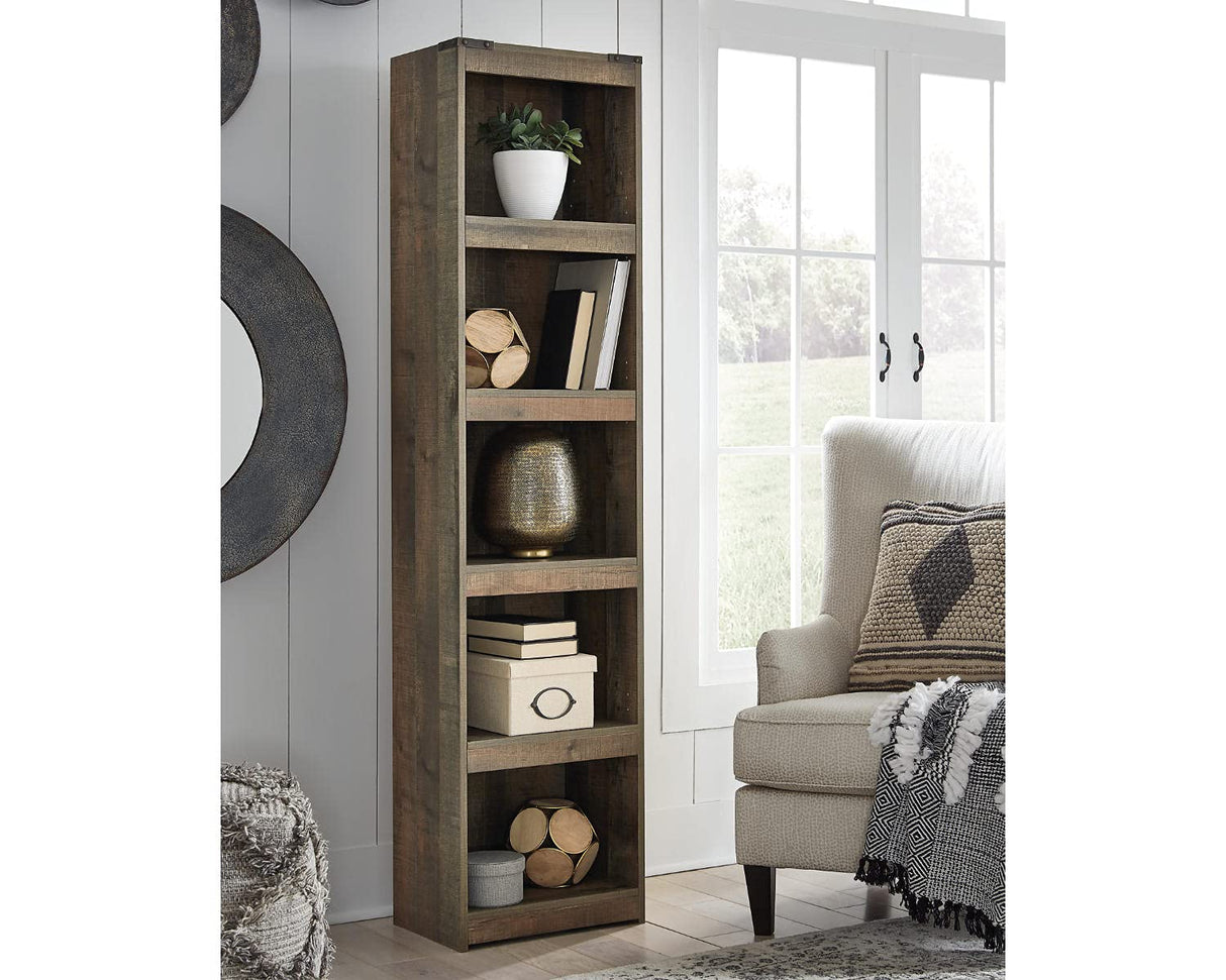Signature Design by Ashley Trinell Rustic Entertainment Center Pier Bookcase with 3 Adjustable Shelves, Natural Brown Signature Design by Ashley