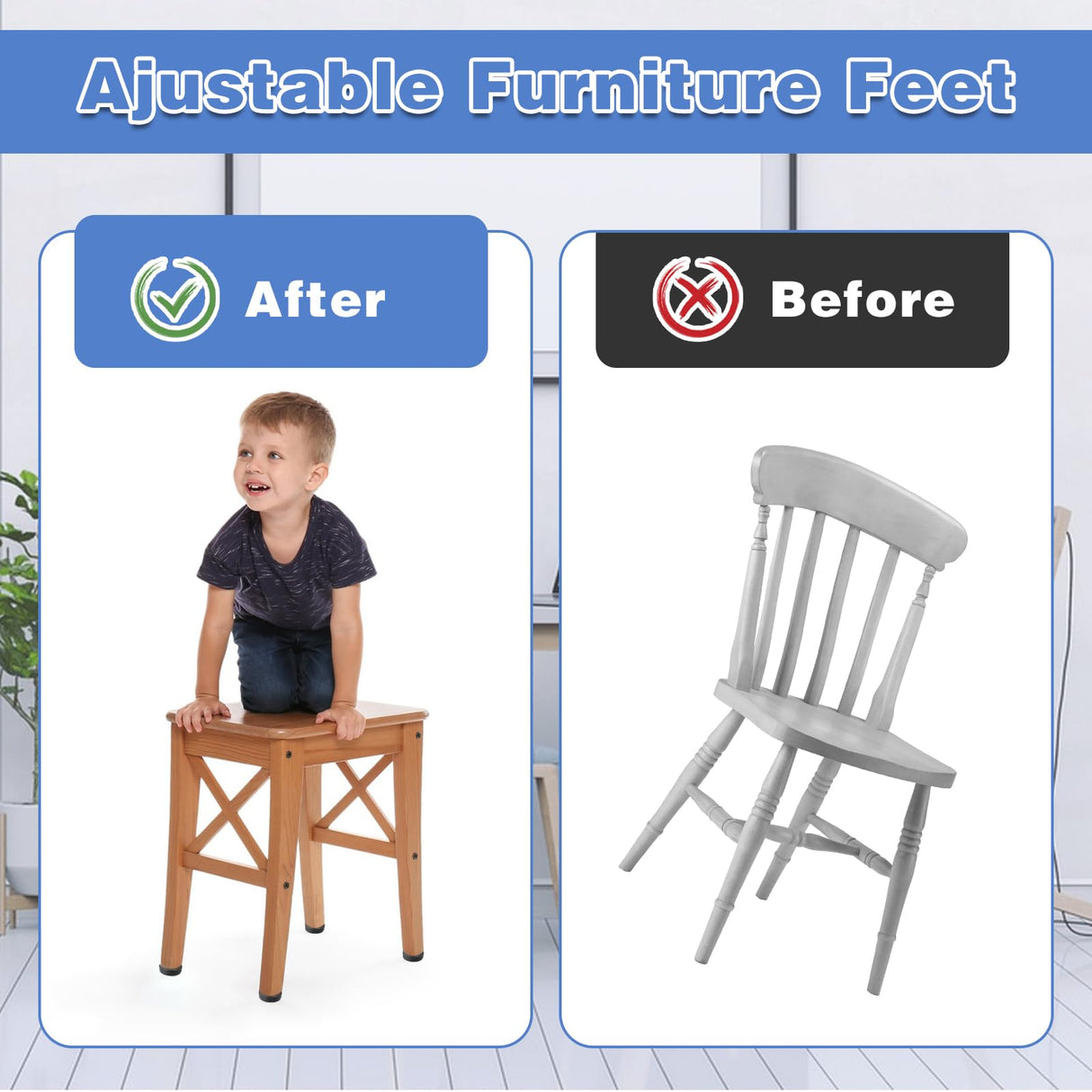 DSLSQD 12 Pack Furniture Leveling Feet Adjustable Furniture Feet Table Legs Heavy Duty Leveling Feet Screw on Furniture Levelers for Table Cabinets Chairs Bar Stool Desk Dresser Wood Legs (M6) DSLSQD