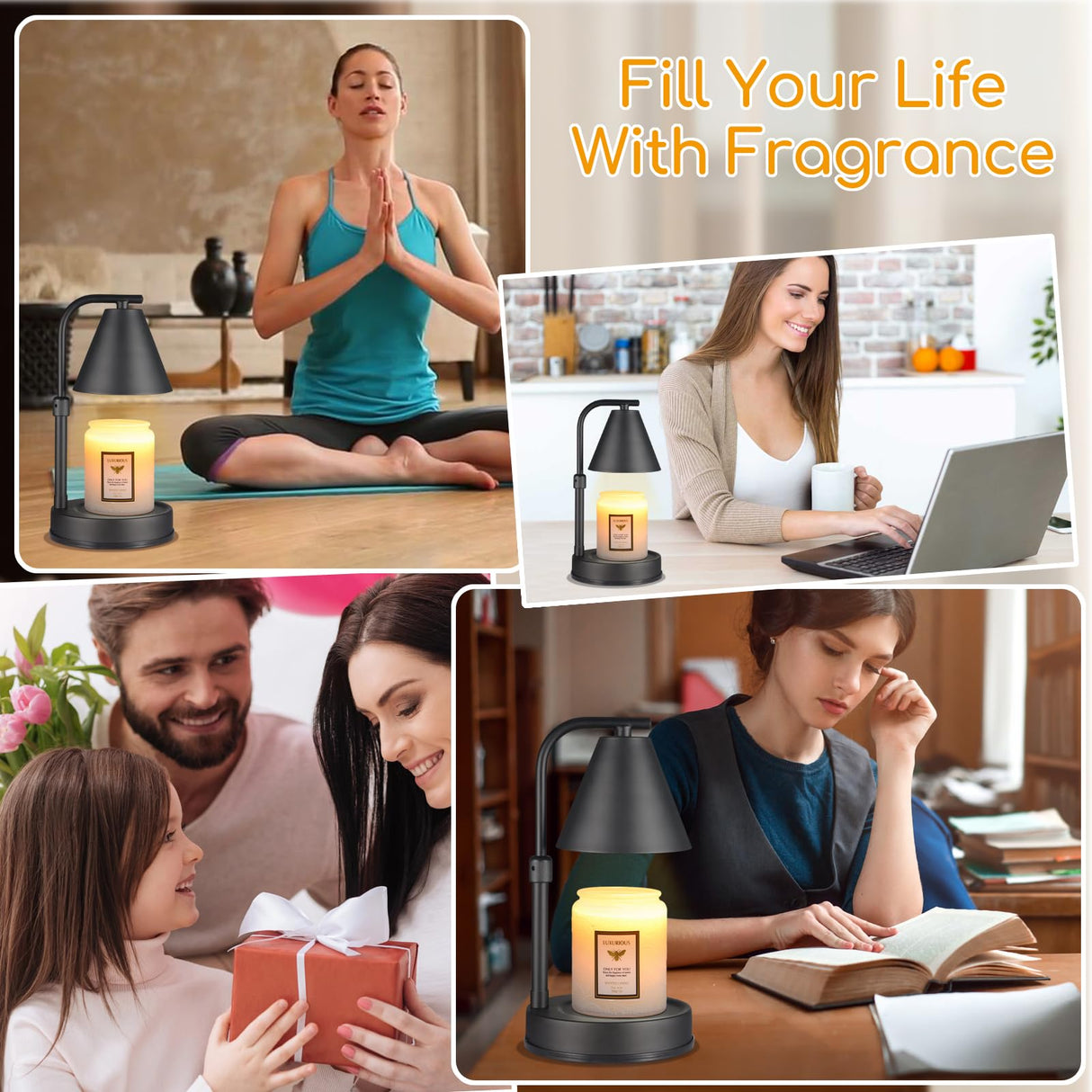 mocosa Candle Warmer Lamp,Adjustable Height Black Metal Candle Warmer,Gifts for Mom,House Warming Gifts New Home Dimmable for Scented Jar Candles mocosa