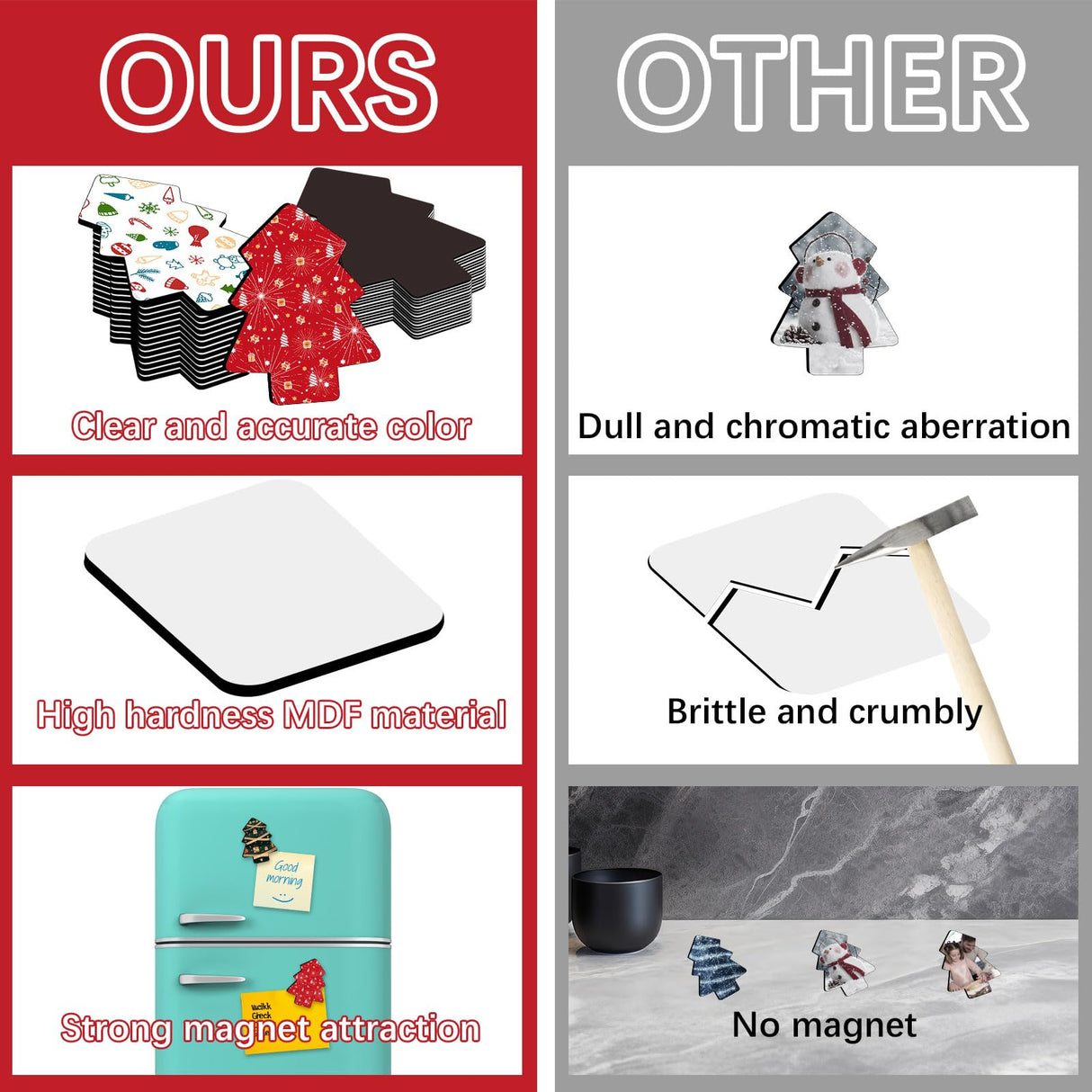 56Pcs Sublimation Magnets Blanks Bulk 28 pcs Sublimation Magnet Blanks Products 28 pcs Soft Magnetic for Kitchen Refrigerator Christmas Sublimation Onament Blanks DIY Craft AiDiYGECO