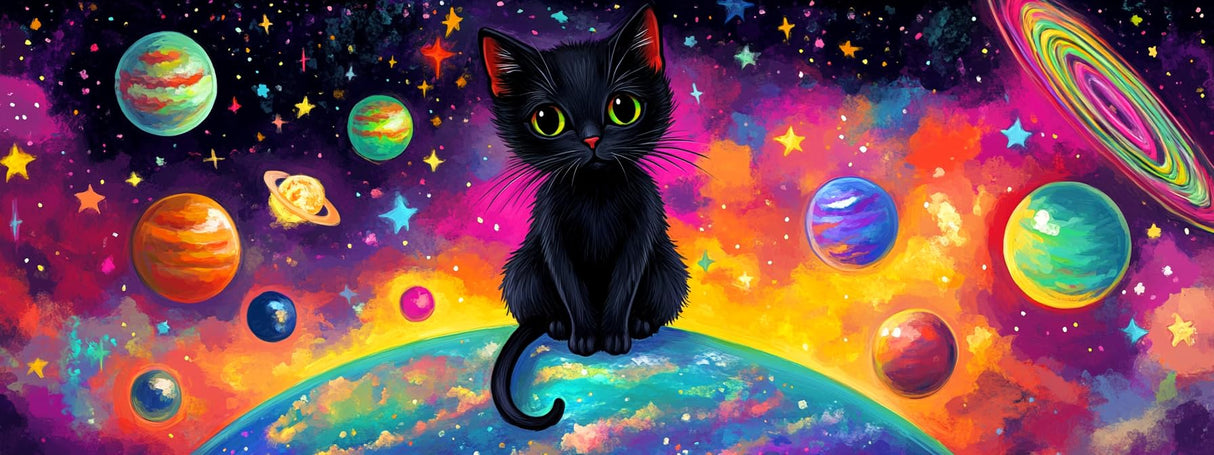 Bimkole Large Diamond Art Kits for Adults Cosmic Planet, Full Drill 5D DIY Rhinestone Embroidery Set Paint with Diamonds Art Cat by Number Kits Cross Stitch Home Wall Craft Decoration 31.5x11.81 Inch Bimkole