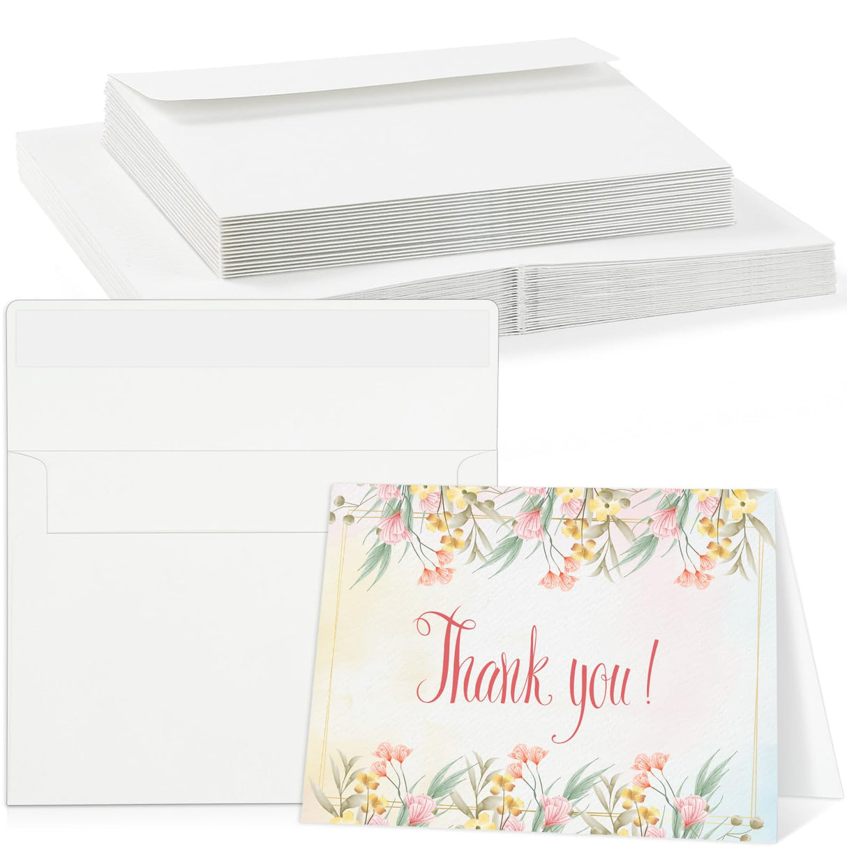 Prudiut 20 Sets Watercolor Cards with Envelopes, 140 lb/300 GSM Watercolor Paper Cards, 4x6 Inch Foldable Blank Cards and Envelopes for Greeting Card, Wedding Invitations, Thank You Card Prudiut