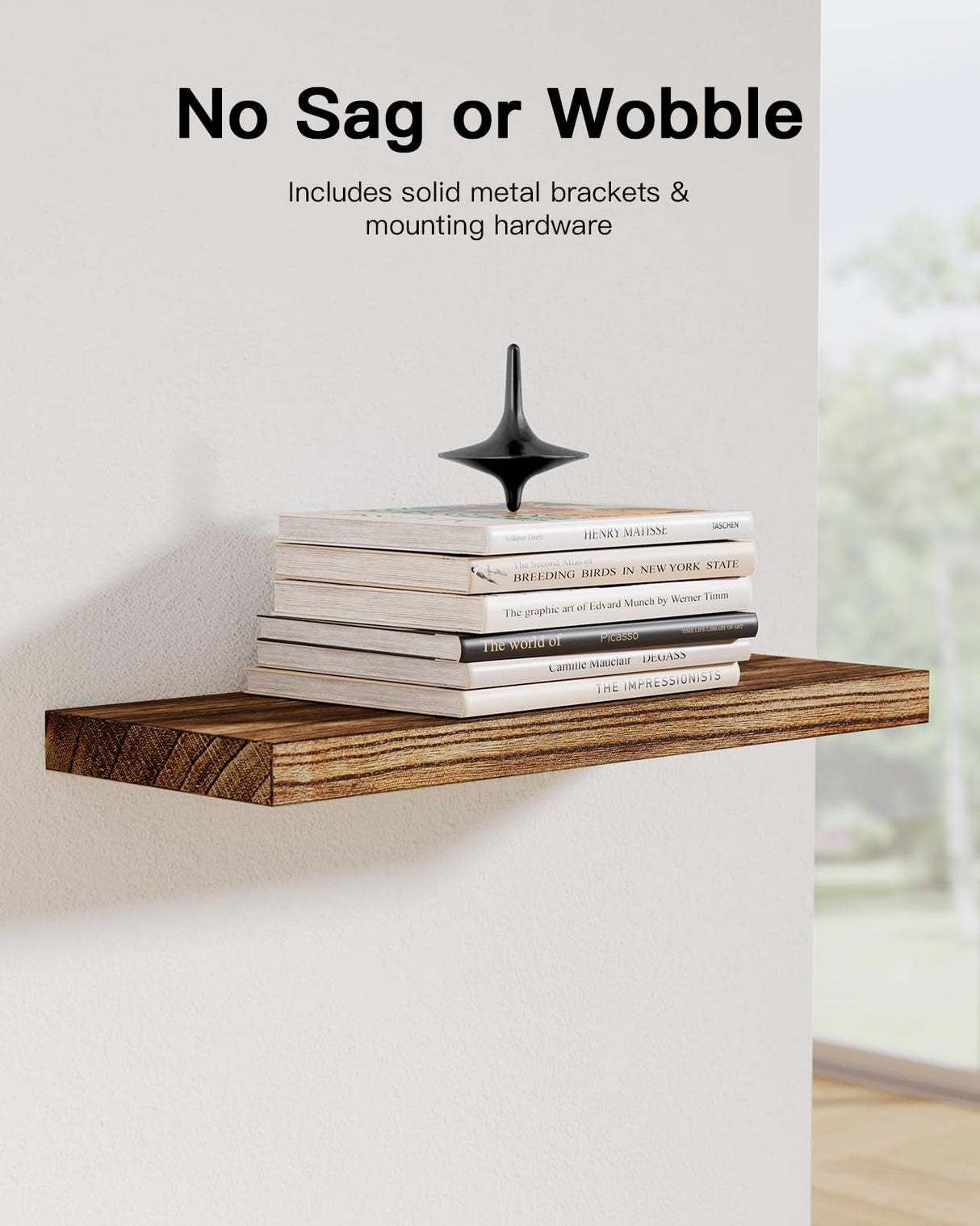 AMADA HOMEFURNISHING Floating Shelves, Paulownia Wood Wall Shelves for Bathroom/Living Room/Bedroom/Kitchen/Home Office, Natural Wood Floating Shelf for Home Storage & Organization, Set of 4, AMFS40BN AMADA HOMEFURNISHING