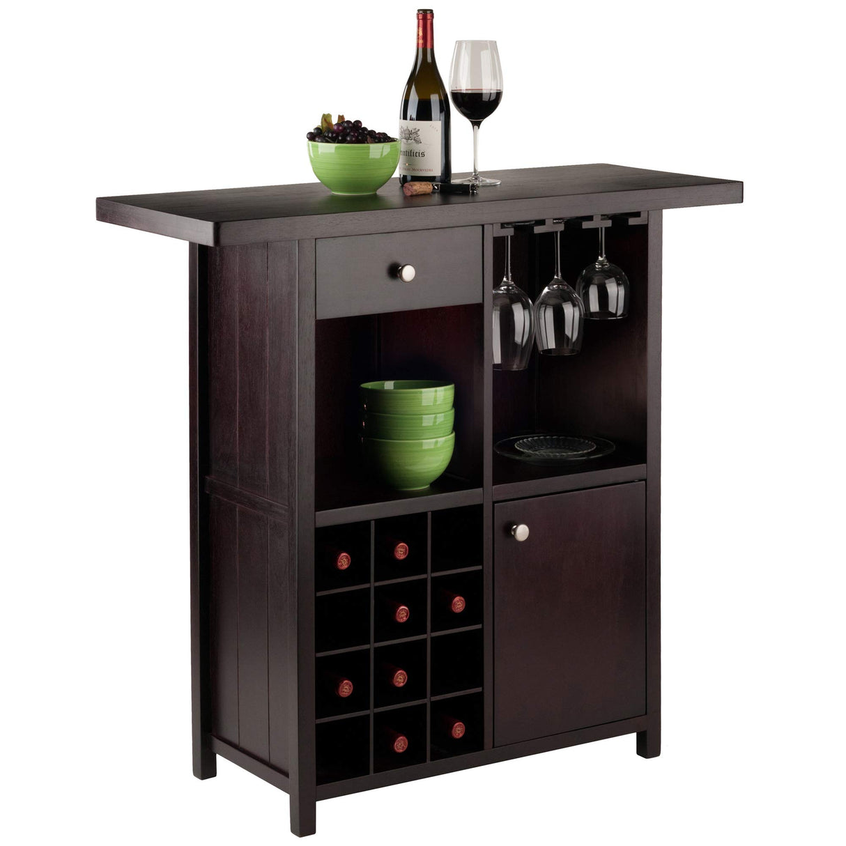 Winsome Macon Bar Wine Cabinet, Espresso Winsome