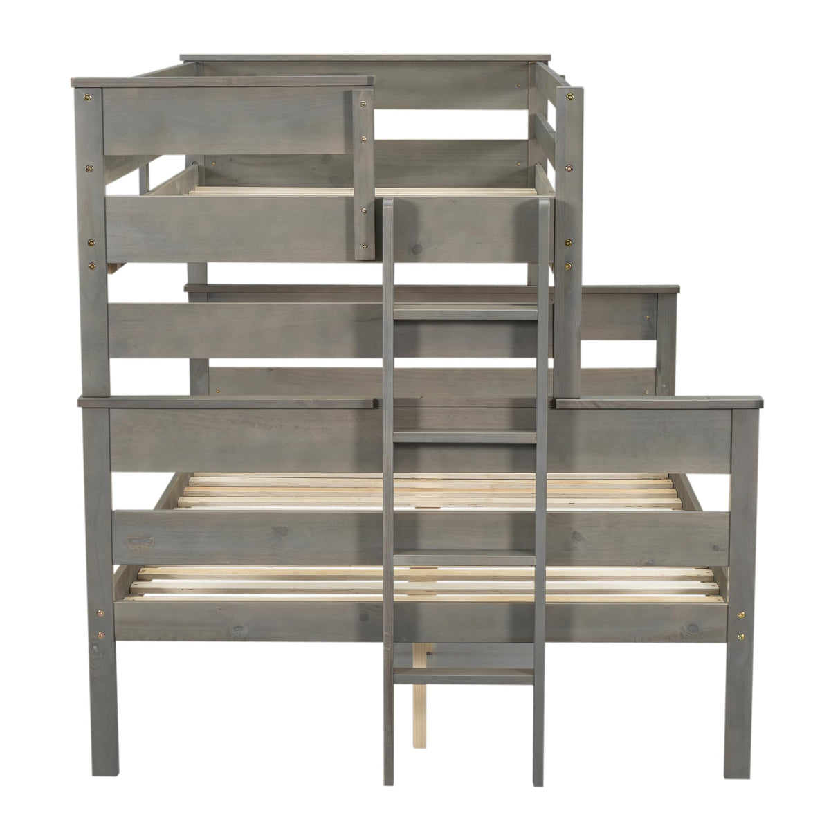 Harper & Bright Designs Twin XL Over Queen Bunk Bed with Ladder in Grey - Stylish and Sturdy Wood Frame Harper & Bright Designs