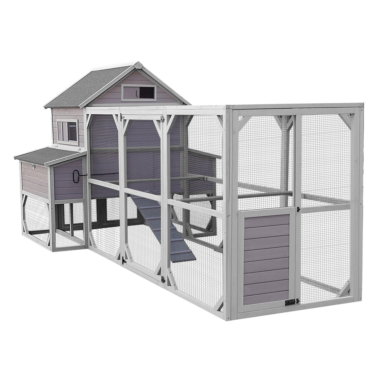 Aivituvin Large Chicken Coop 137" L Hen House Duck Cage for 10-15 Chickens 55ft² with Spacious Run, 6 Nesting Box, 6 Raised Perches Aivituvin