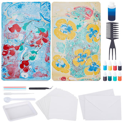 WEBEEDY DIY Water Marble Painting Kit for Adults 20 Sets DIY Envelope Marbling Paint Art Kit with Instruction for Beginners Paint Your Own Envelope Craft Kits Birthday Christmas Halloween Holiday Gift