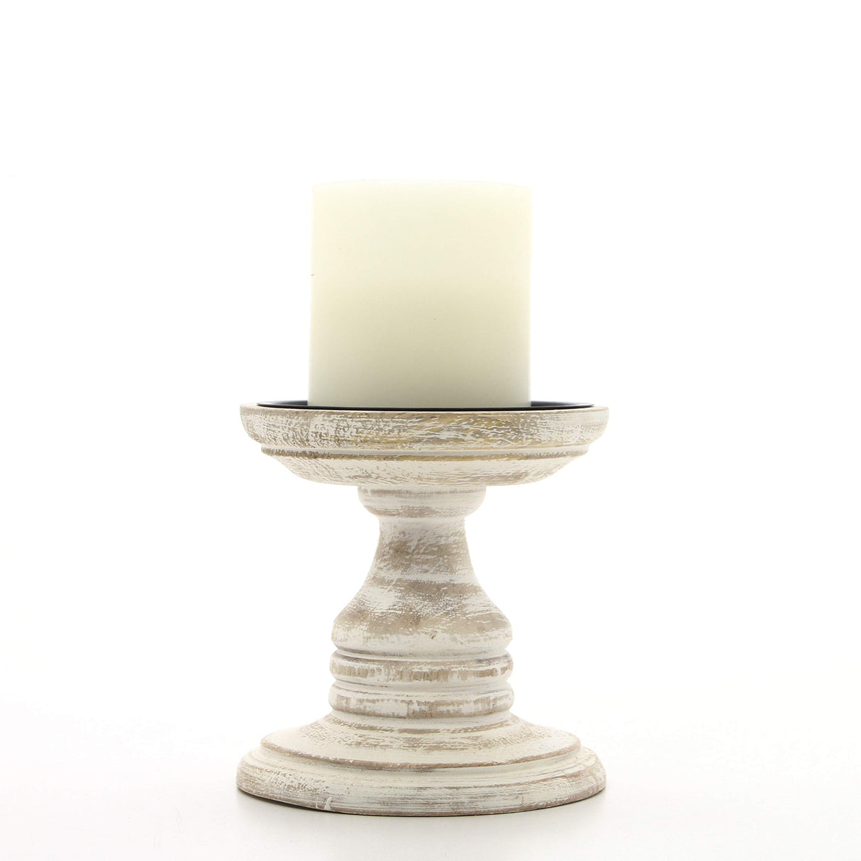 Hosley's Set of 2 White Wood Pillar Holders - 5" High. Ideal Gift for Weddings, Special Occasion, Spa, Aromatherapy Settings, Candle Gardens W1 Hosley