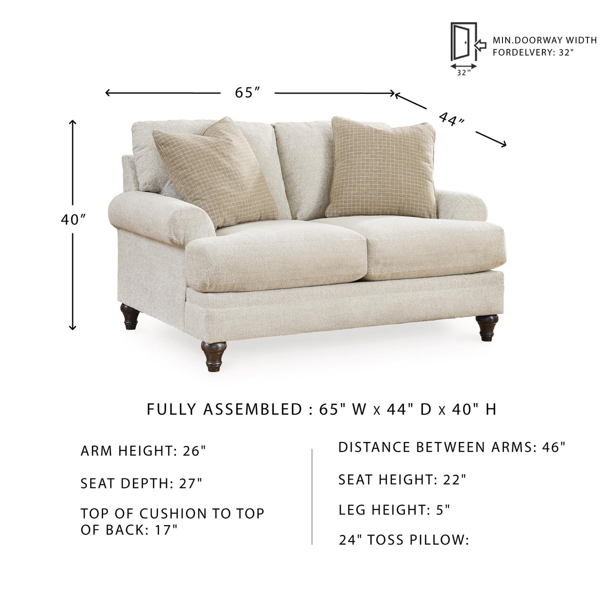 Signature Design by Ashley Valerani Classic Loveseat for Living Room, Beige Signature Design by Ashley