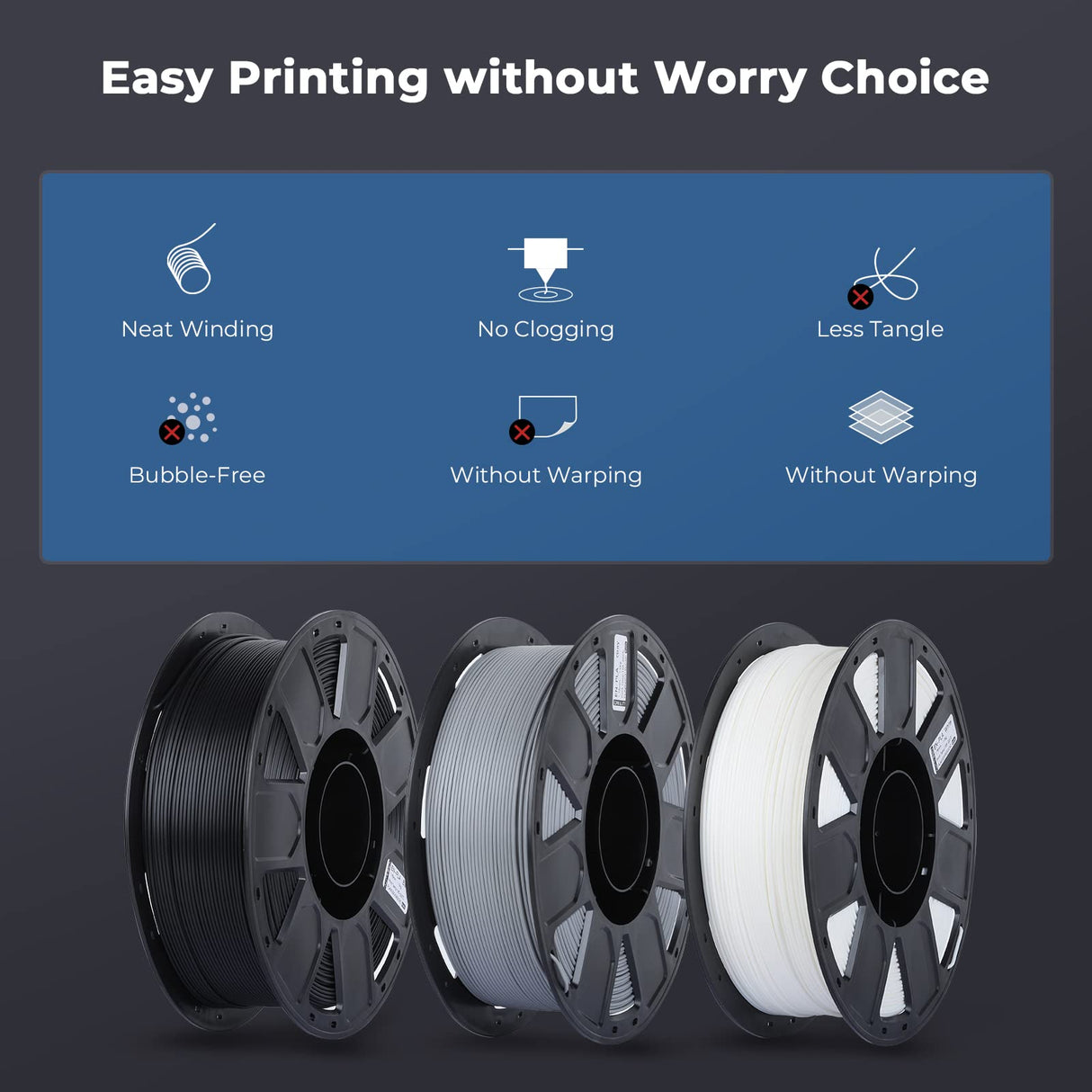 Creality 3D Printer Filament 1.75mm, Ender PLA Filament No-Tangling Smooth Printing Without Clogging No Warping, Fit Most FDM 3D Printers, 1kg Spool, Dimensional Accuracy +/- 0.02mm, Gray Creality