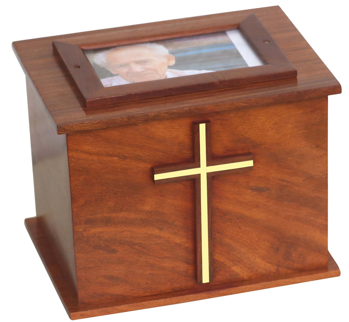 Wooden Photo Frame urn with Brass Cross | Wood Cremation urn for Male and Female | Rosewood Urn | Funeral Urns | Handmade Urn Box for Man and Woman | Funeral Urns | Burial Urns Solid Wood Handicrafts