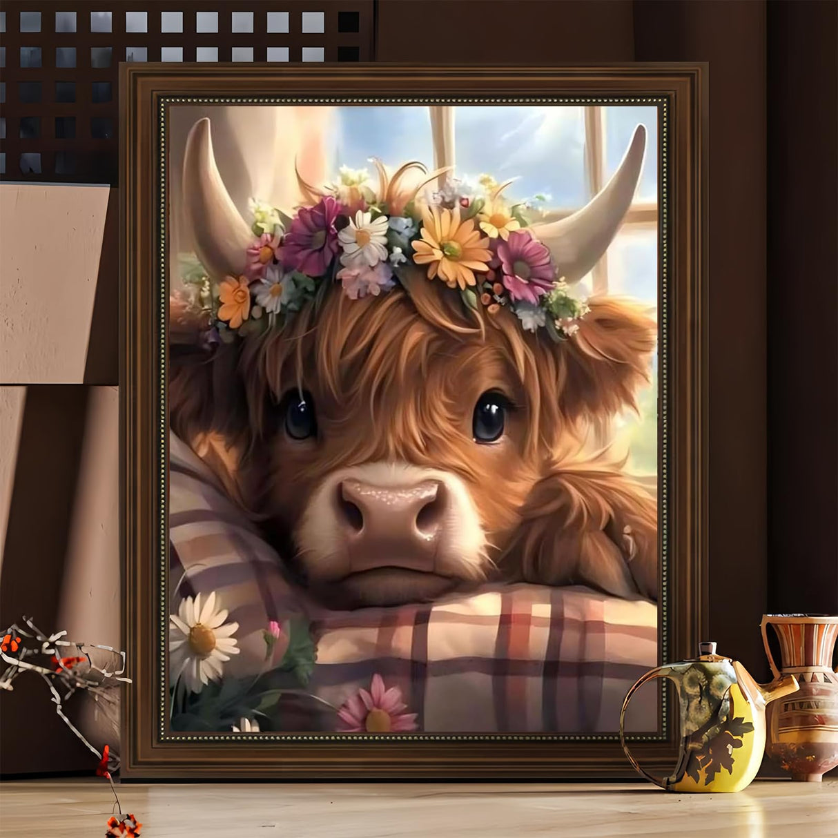 XTCIXAL Highland Cow Paint by Numbers Kit for Adults, Cow Paint by Number for Adults, Beginners Acrylic Canvas Painting Kits for Home Wall Decor 16x20 Inch XTCIXAL
