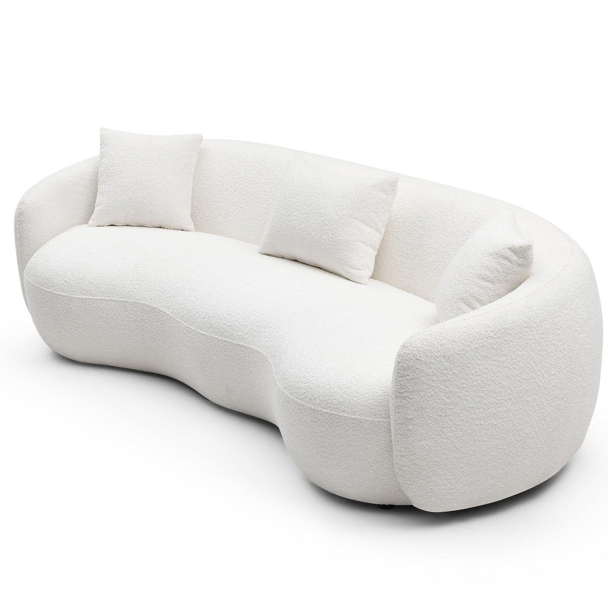 mr.waiba 94” Modern Elegant Curved Sofa Mid-Century Luxury Style Curved Back Comfortable Boucle Curved Sofa for Bedroom, Office, Apartment 4 Seater Fabric Sofa (Beige White) mr.waiba