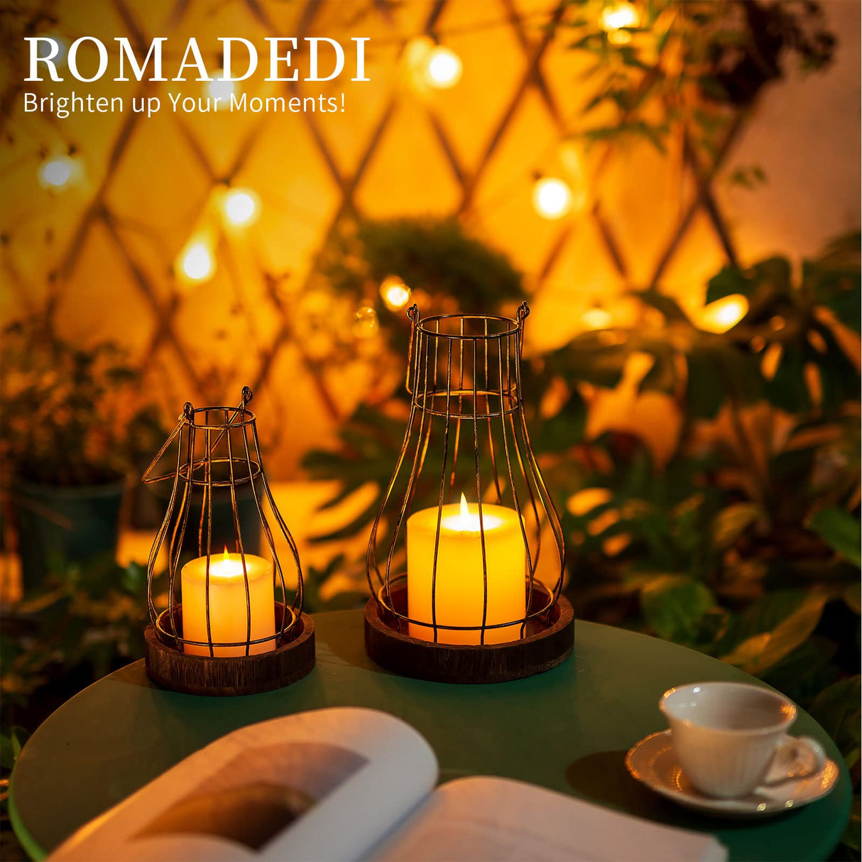 Romadedi Lantern Farmhouse Home Decor - Rustic Candle Holders Decorative Lanterns for Candle Living Room Kitchen Dining Coffee Table Fireplace Mantle Outdoor Romadedi