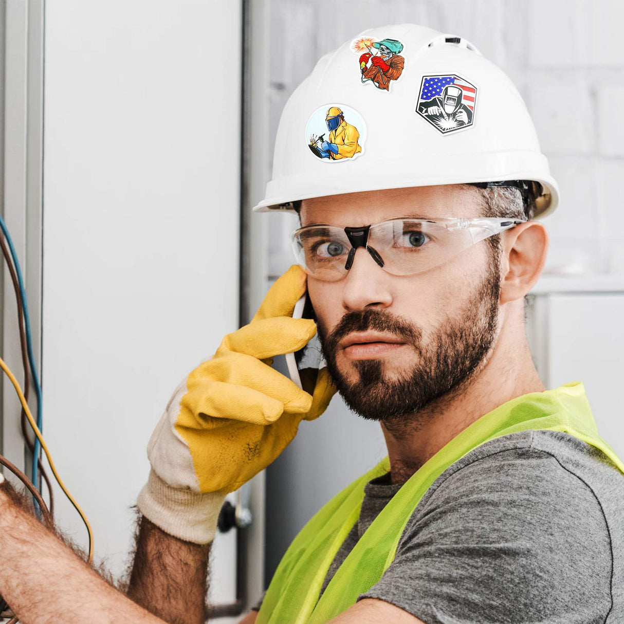 100 Pieces Welding Stickers Hard Hat Stickers Welding Stickers Decals, Tool Box Stickers Funny Stickers for Helmet Welding Construction Worker Lineman Oilfield Electrician Decals Zonon