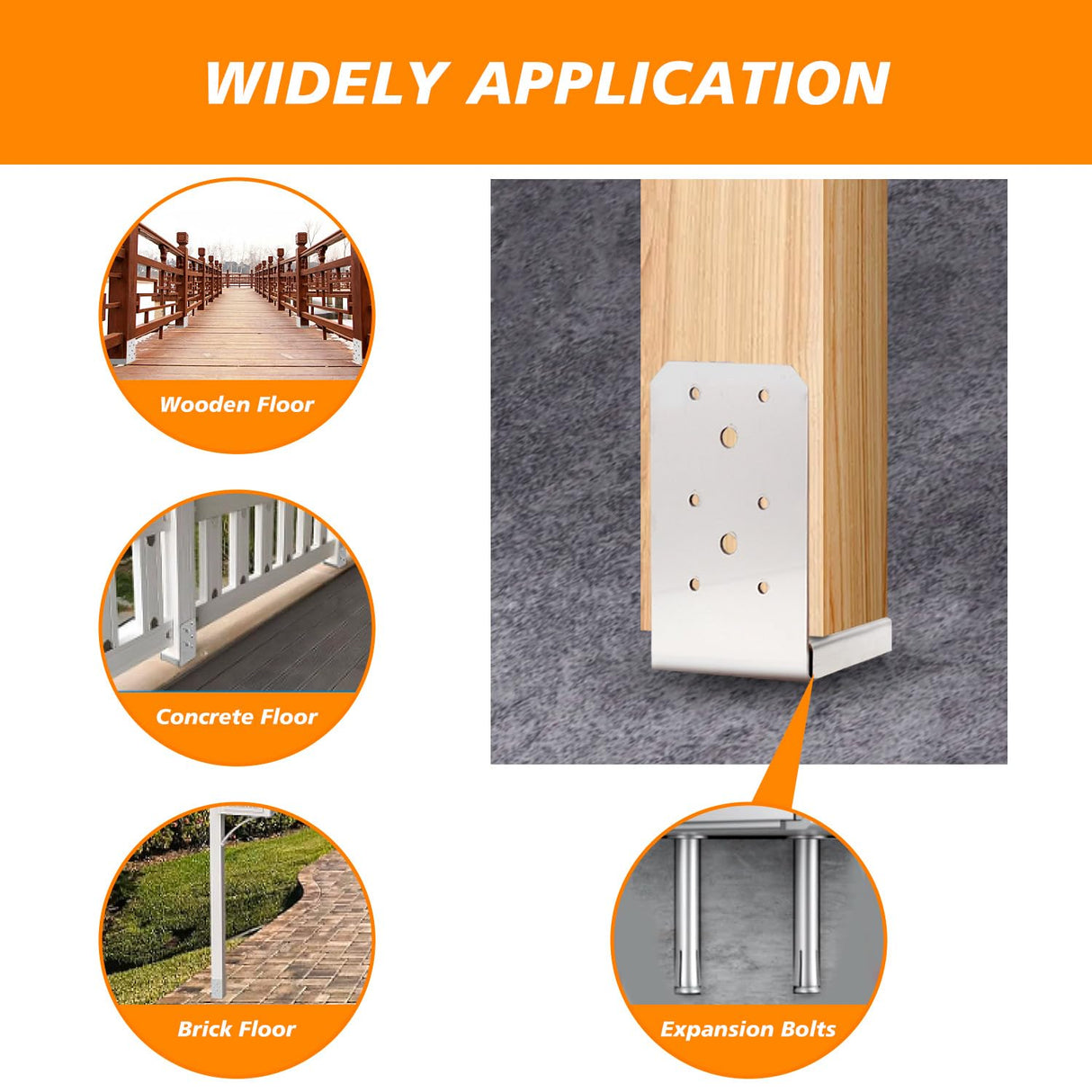 4"x4" Post Base Bracket (Internal 3.5"x3.5"),4 Pcs Stainless Steel Adjustable Post Base,Concrete Post Anchor for Deck,Pavilion, Railing, Porch Support MEWSDEN