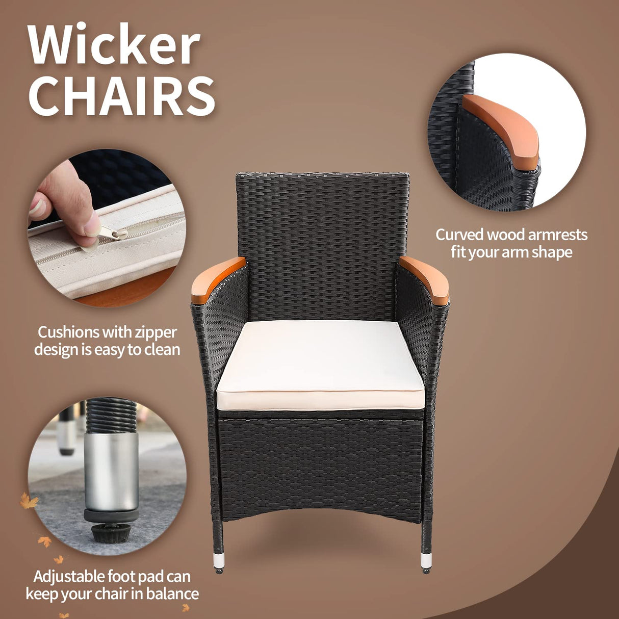 Flamaker 9 Piece Patio Dining Set Outdoor Acacia Wood Table and Chairs with Soft Cushions Wicker Patio Furniture for Deck, Backyard, Garden Flamaker