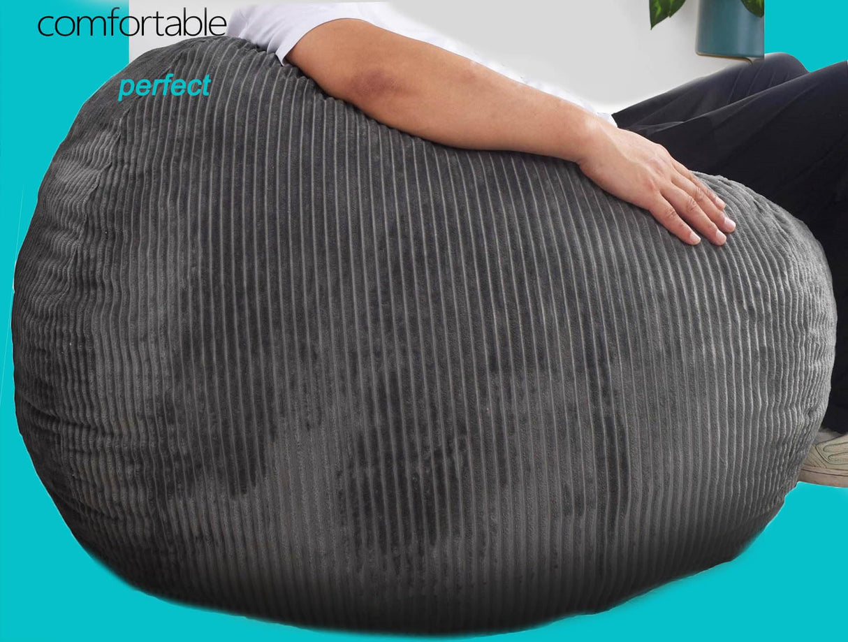 Bean Bag Chair 3Ft Luxurious Faux Rabbit Fur Memory Foam Bean Bag Chairs for Adults/Teens with Filling,Ultra Soft Faux Fur Fabric, Round Fluffy Sofa for Living Room Bedroom College Dorm (Grey) Kisoy