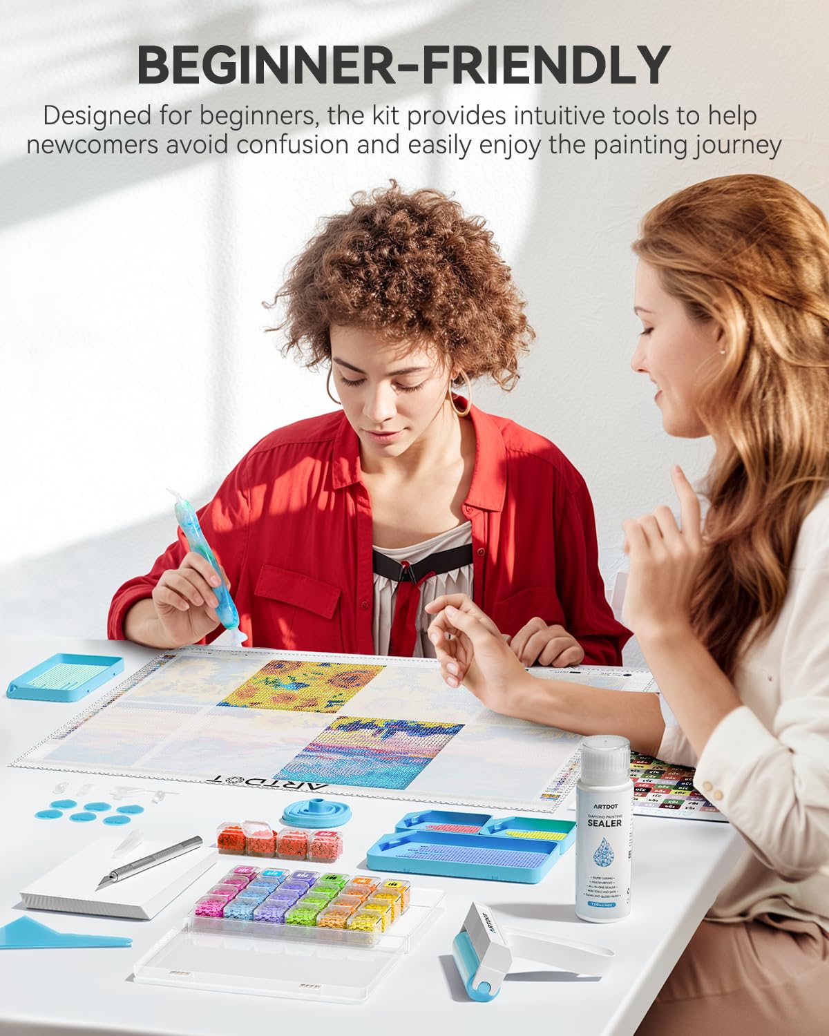 ARTDOT All-Inclusive Diamond Art Accessories Kits for Adults, Diamond Painting Tools with Bead Organizers and Storage Pens Sealer Roller Diamond Art Supplies for Beginners ARTDOT