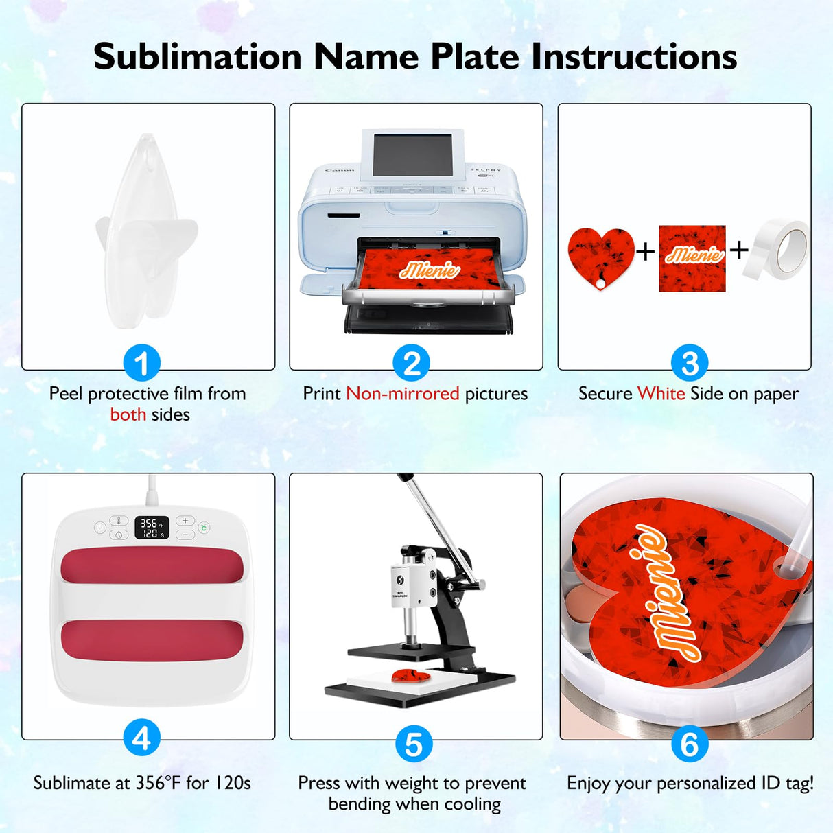 ToBeAce Sublimation Name Plate Blanks Acrylic for Stanley 40 oz Tumblers H2.0 & H1.0, Sublimation Topper Personalized Name Tag for Customized Stanley Cup, Heart (8 Pcs, NOT 30/20 oz) ToBeAce