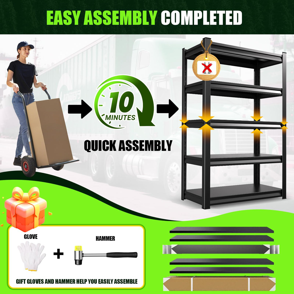 Garage Shelving 2500lb Heavy Duty Shelving Adjustable Metal Shelvings Garage Storage Shelves 5 Tier Utility Shelvin Unit Metal Shelf Rack for Basement Industrial Black 72''H*35.4''W*15.7''D,2 Pack ZIWJHK