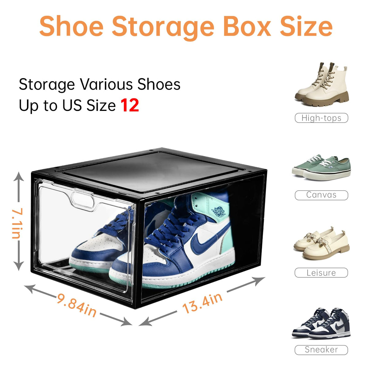 INSTY 12 Pack Large Shoe Storage Box, Clear Shoe Storage Organizer with Magnetic Door, Stackable,Shoe Containers For Display Sneakers, Easy Assembly, Fit up to US Size 12, Transparent INSTY