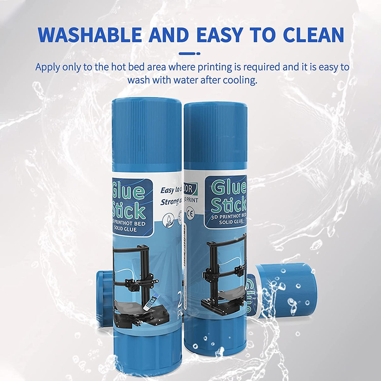 3D Printer Adhesive Glue All-in-One Anti-Warp PVP Solid Glue Stick for Hot or Cold Bed Build Surface (3pcs) Generic